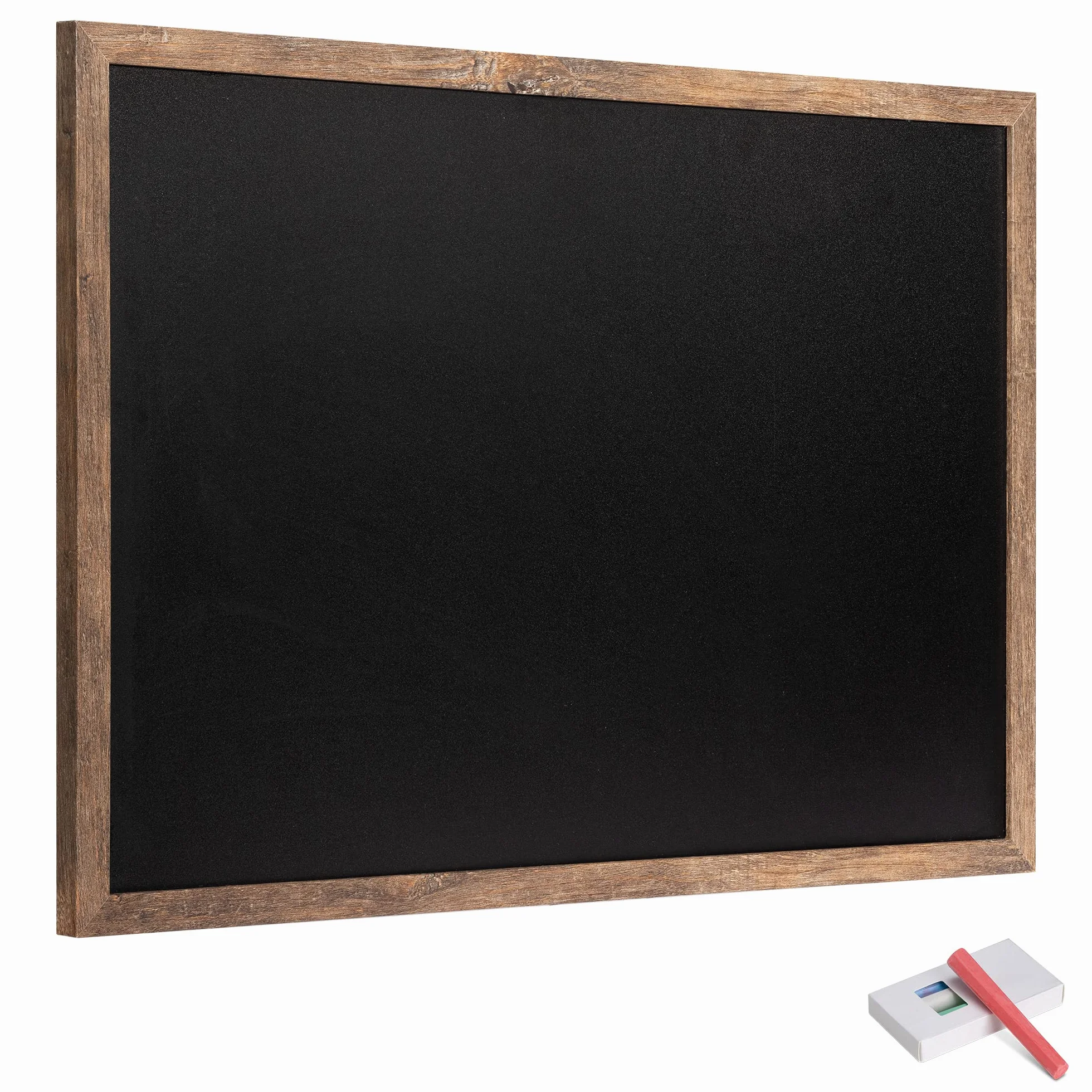 Tablica kredowa Navaris w drewnianej ramie - 70 x 50 cm - zawiera 4 kolory kredy - w zestawie materiał mocujący - do zawieszenia poziomo lub pionowo