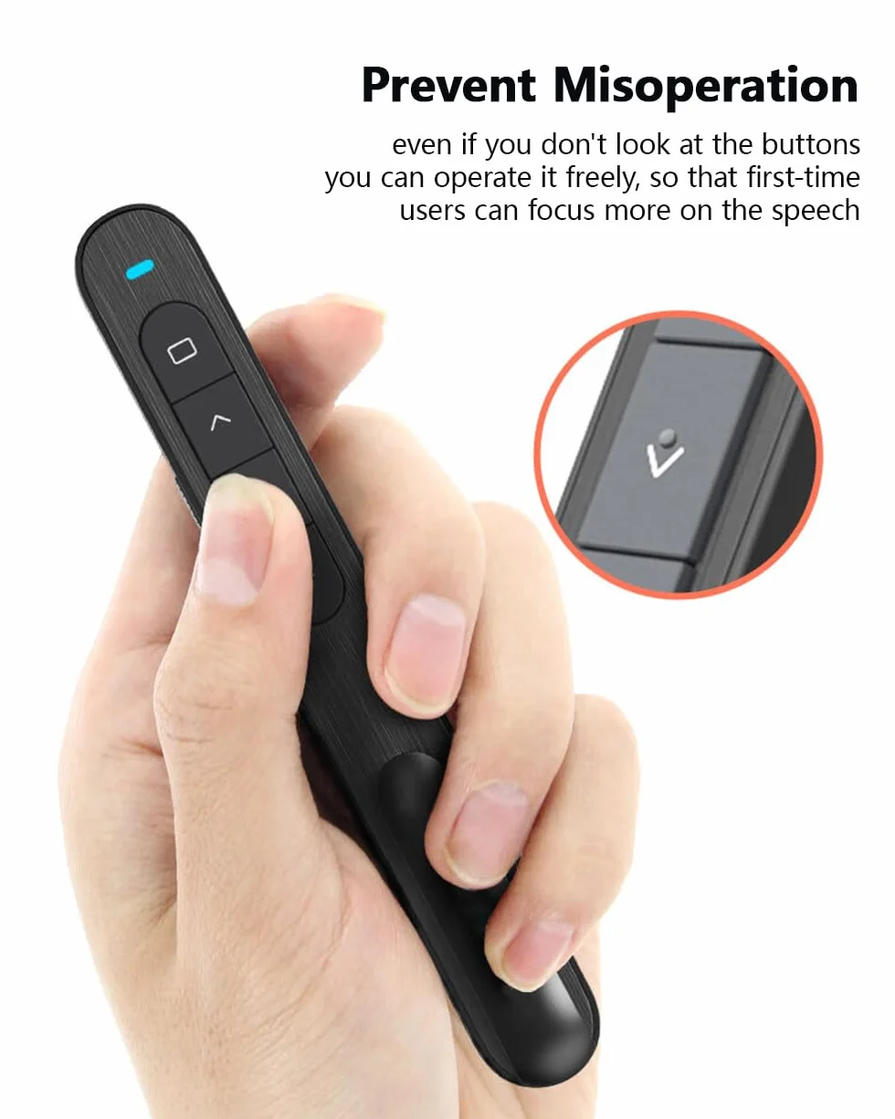 Wireless Presenter Remote Clicker Laser Pointer RF 2.4GHz USB Slide Advancer
