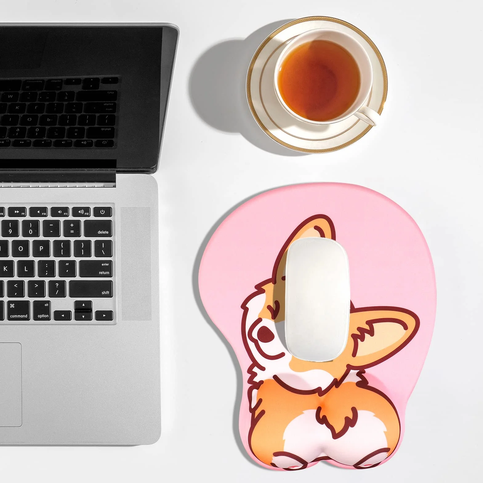 AOKSUNOVA Podkładka pod mysz 3D z poduszką żelową, ergonomiczna podkładka pod mysz z podkładką pod nadgarstek, uroczy motyw Corgi