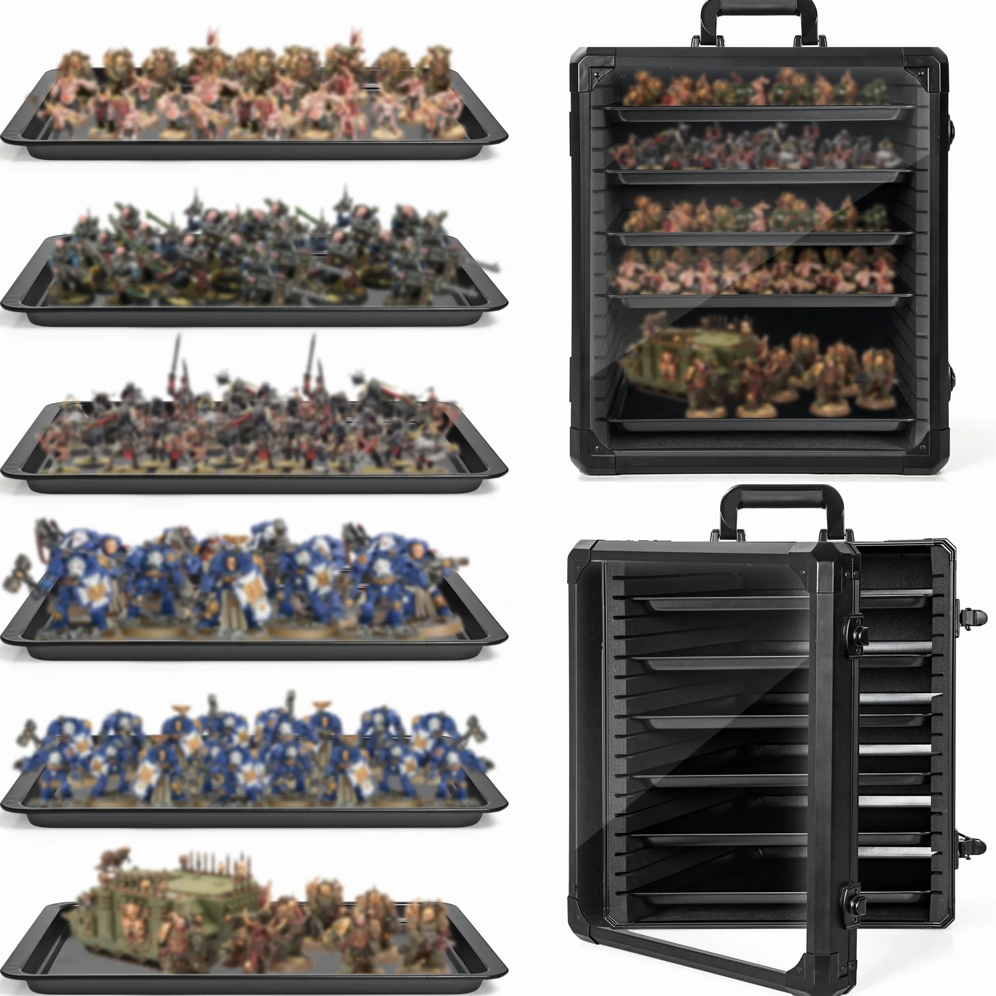 AKOZLIN Miniaturowa walizka transportowa L-40 x 40 cm z zamkiem magnetyczne przegródki metalowe