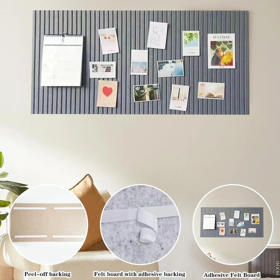 Yuragim Filcowa Tablica Ogłoszeniowa, 60 x 40 cm Duża Tablica Korkowa, Dekoracyjna Tablica z Filcu, 9 mm Grubości, Składana Tablica na Zdjęcia, Tablica Memo Vision Board Dekoracja Ściany na Dom, Biuro