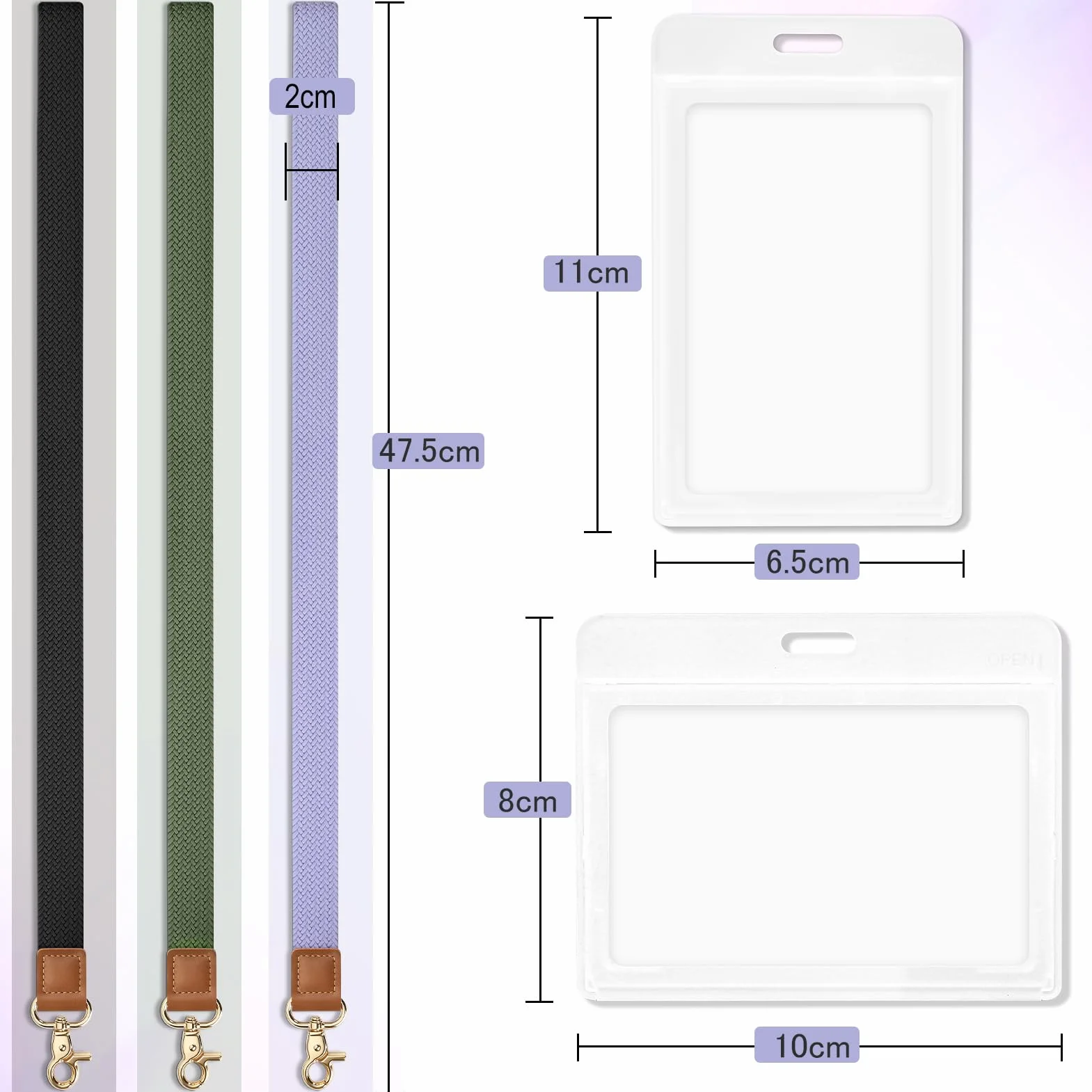 Etui na dowód osobisty z paskiem Brelok do kluczy na szyję Zielony