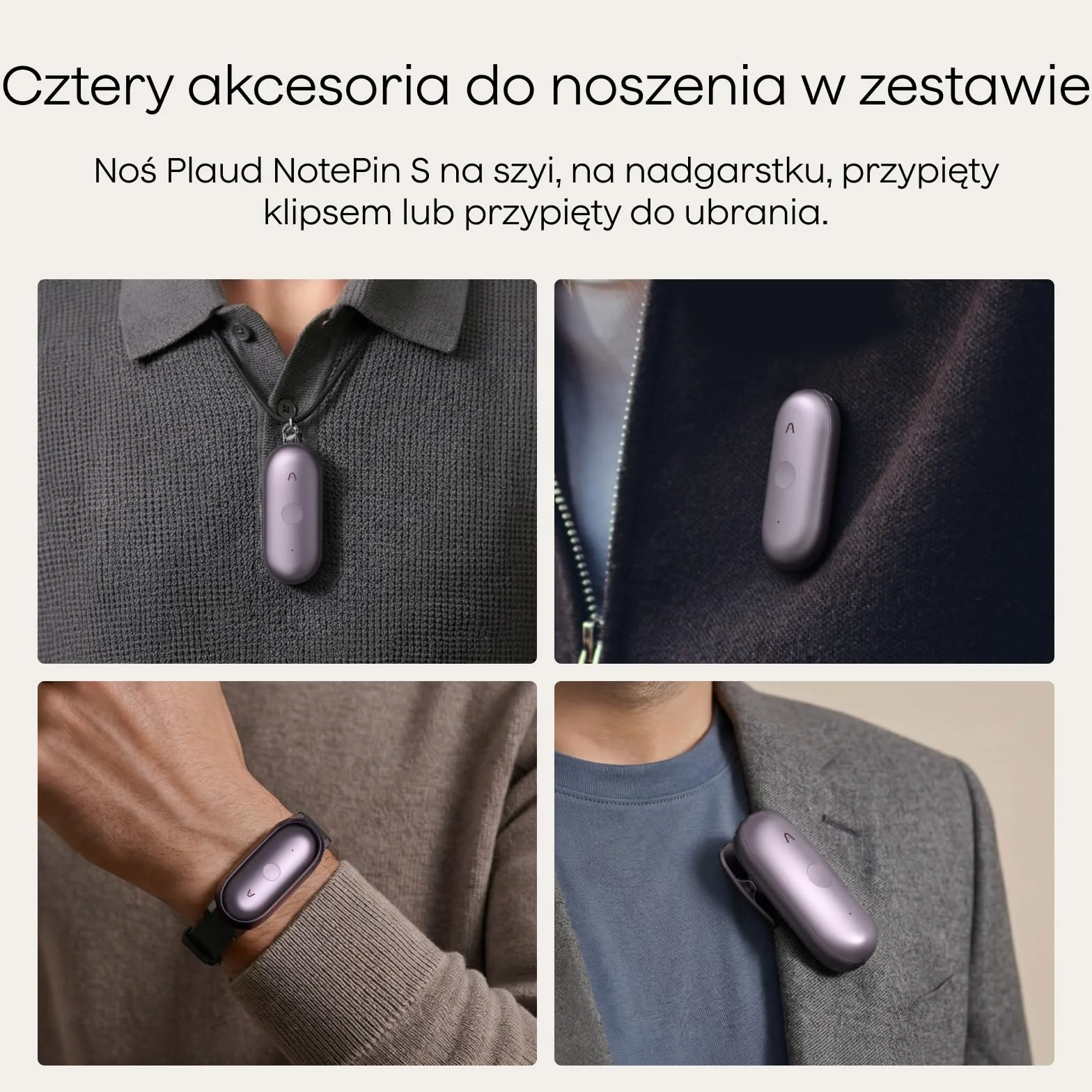 Plaud NotePin S Dyktafon AI z Dotykowym Przyciskiem Rejestrator Głosu AI Transkrypcja i Podsumowanie AI 112 Języków Pamięć 64 GB do Wykładów Spotkań Wywiadów i Zespołówz 4 Akcesoriami