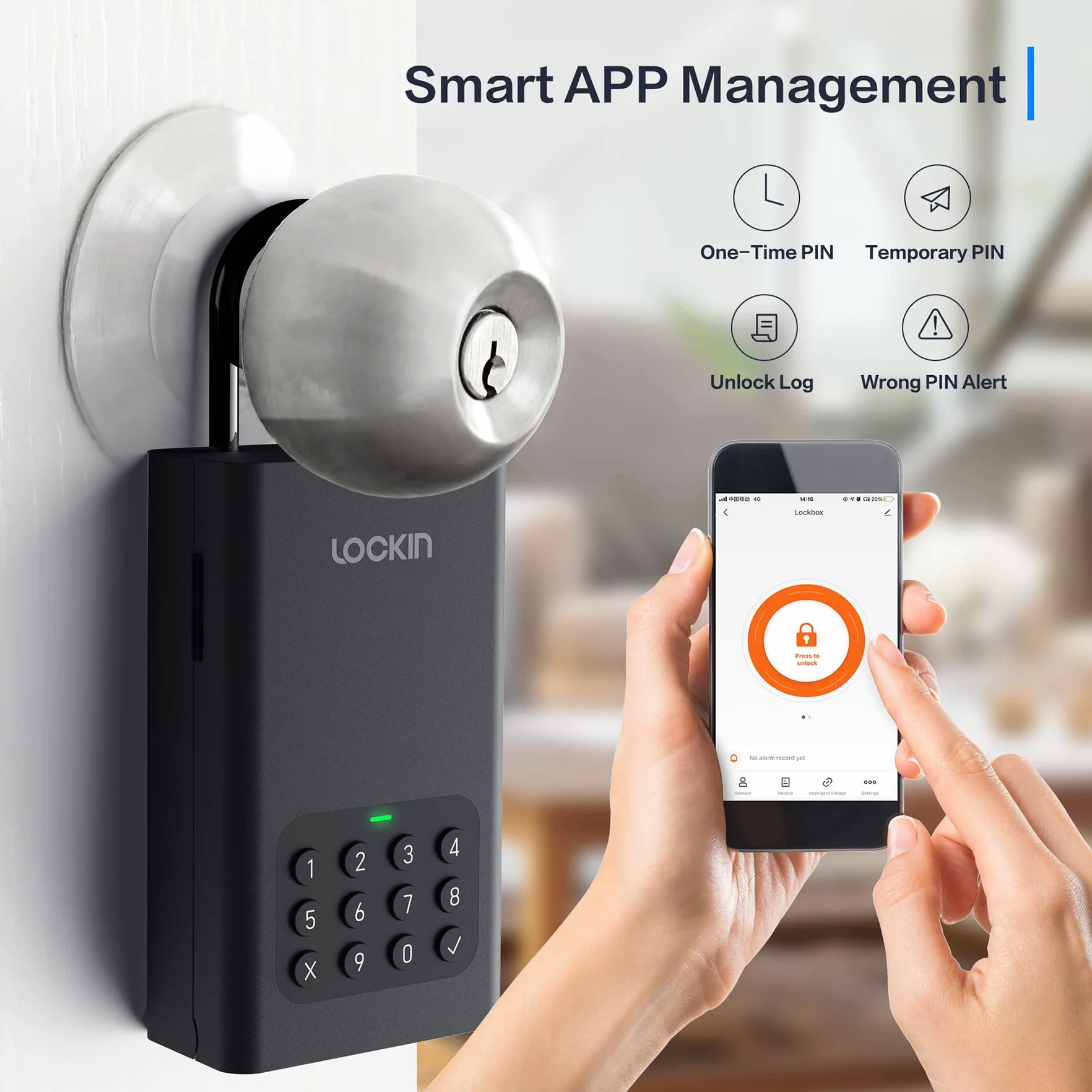 Lockin Uaktualniona bezprzewodowa inteligentna skrytka na klucze do domu na zewnątrz naścienna wisząca elektroniczna skrzynka na klucze aplikacja cyfrowy Bluetooth bezpieczny zdalny dostęp kod PIN dla