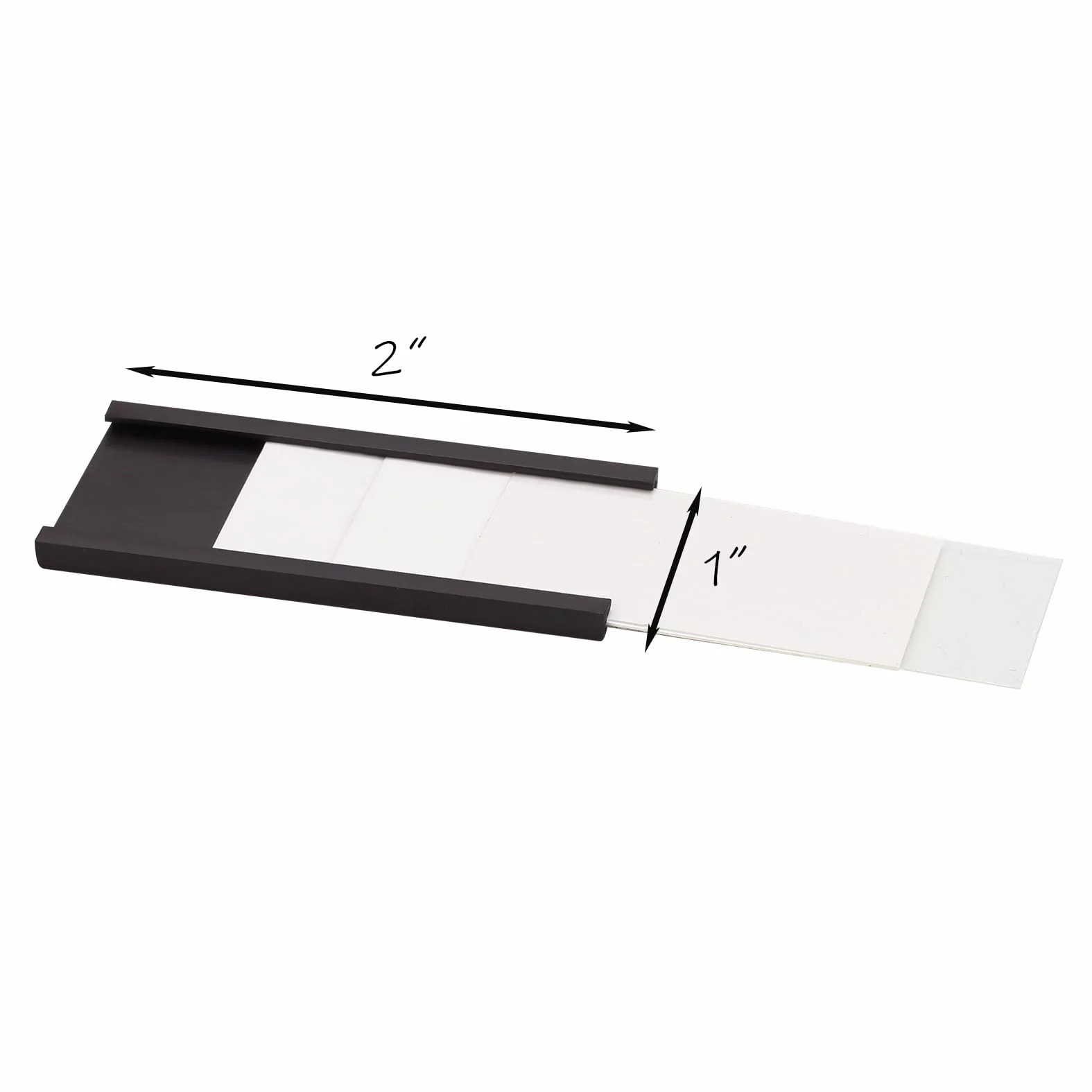 Realth Magnetyczny uchwyt na etykiety, kanał C, 25,4 mm x 50 mm, białe karty i przezroczyste plastikowe ochraniacze, bez bałaganu, zdejmowany, do białej tablicy, metalowej szafki ściennej, szuflady i