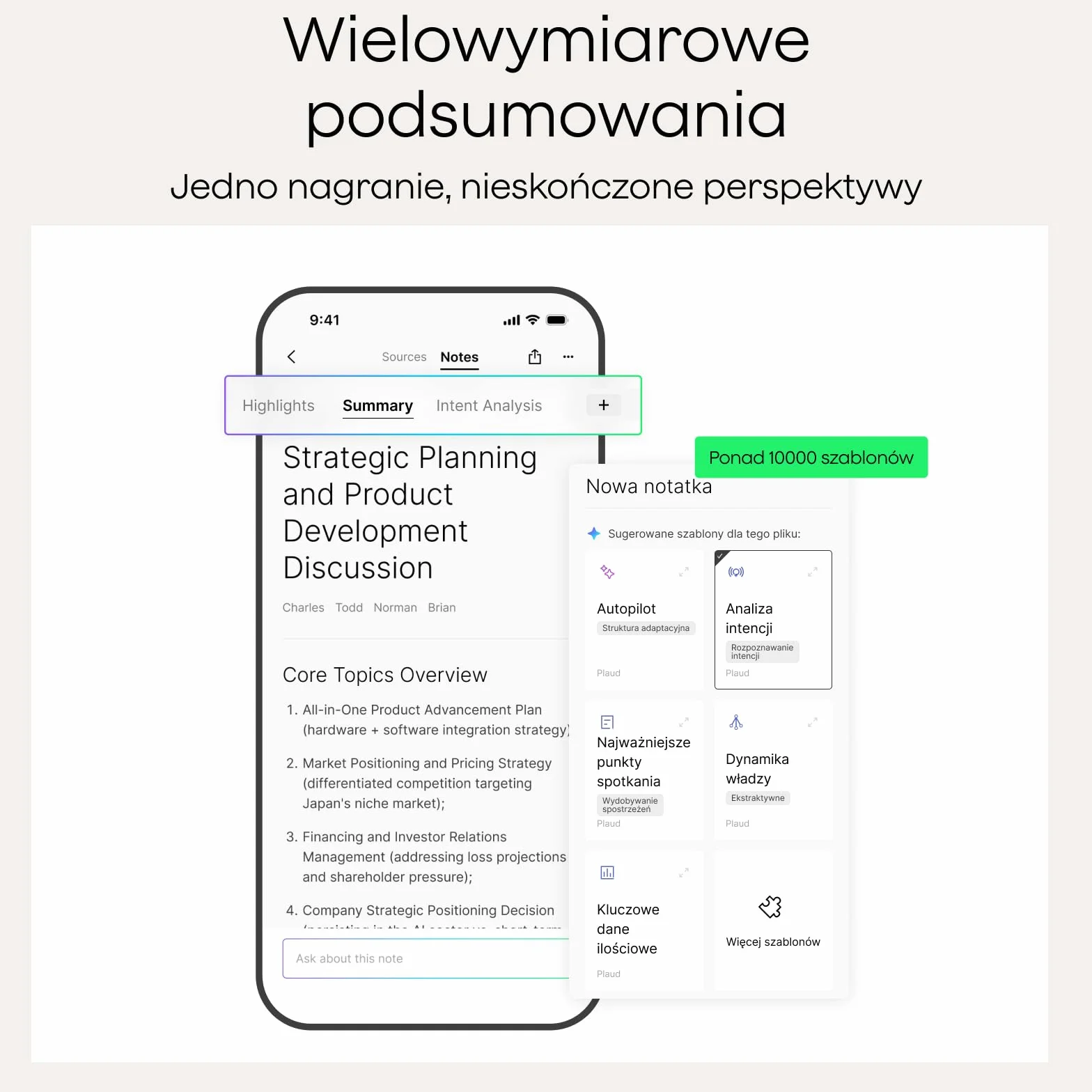 Plaud Note Dyktafon AI 64 GB, obsługa 112 języków, transkrypcja i podsumowanie AI