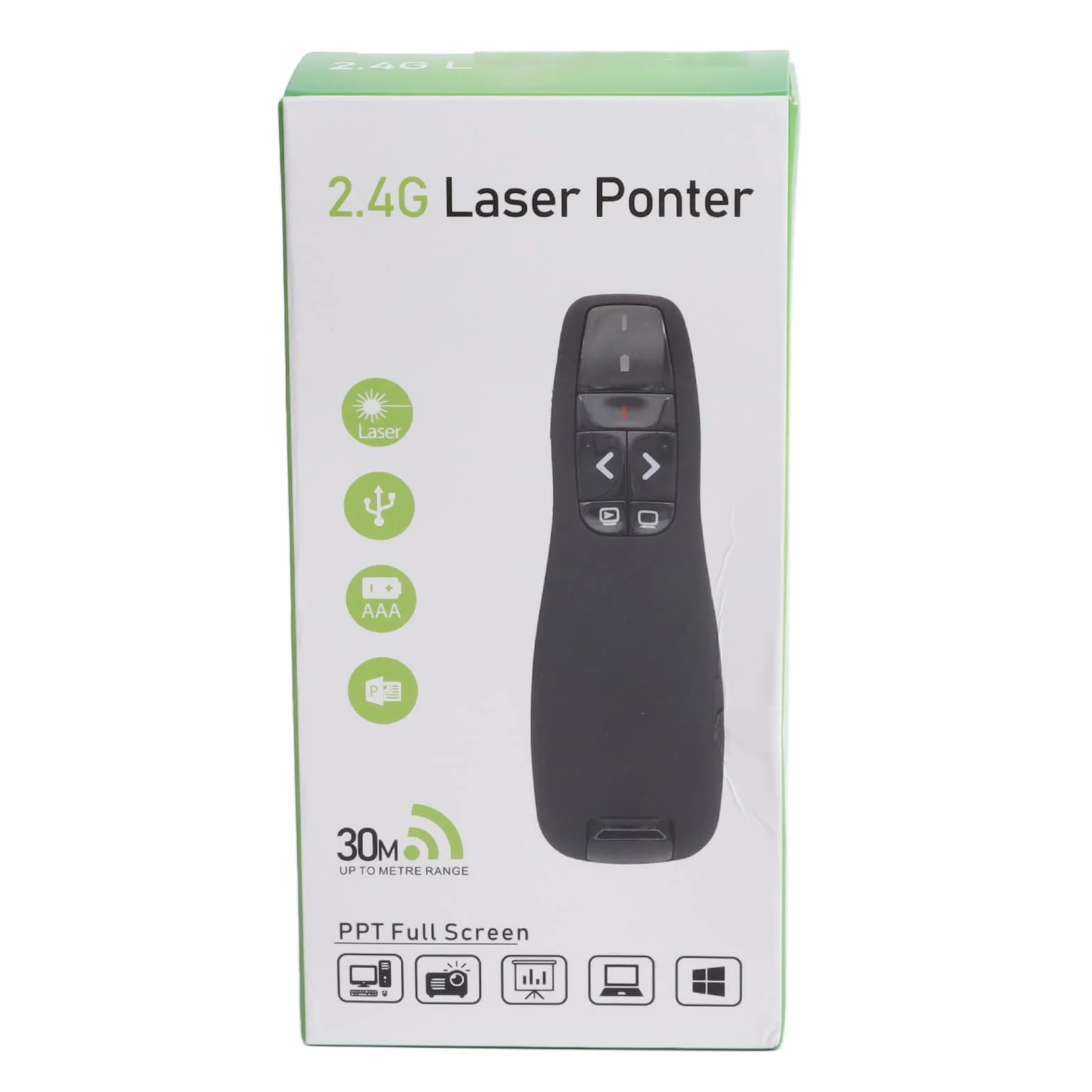 Bezprzewodowy Prezenter R400, Bezprzewodowy Prezenter USB PPT 2,4 GHz, Wskaźnik Laserowy, dla dla OS X, dla Androida i IOS, do Prezentacji Biznesowych, szkoleń