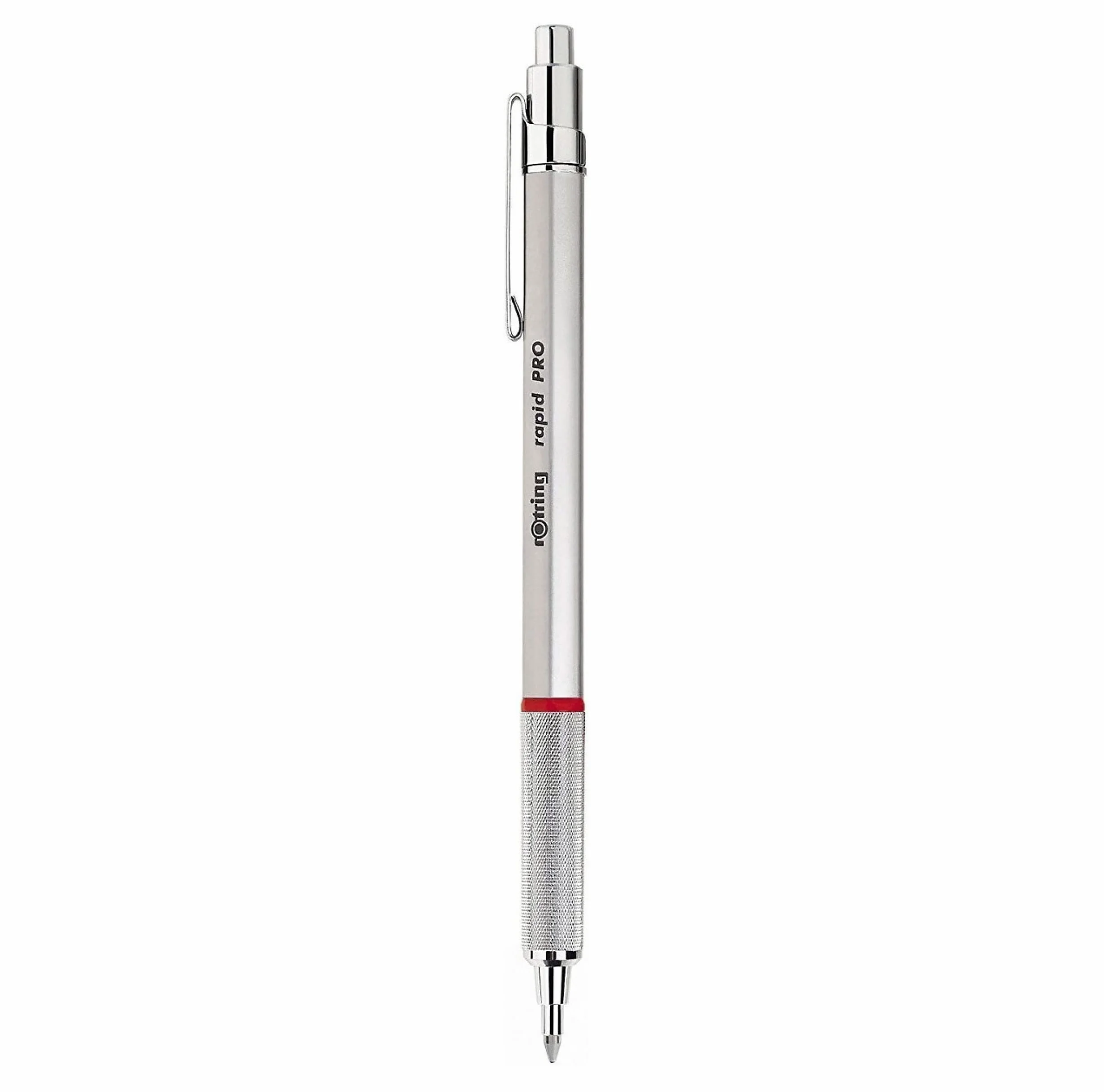 rOtring Rapid Pro wysuwany długopis techniczny do rysowania, średni punkt, niebieski atrament, srebrny, w pełni metalowy korpus