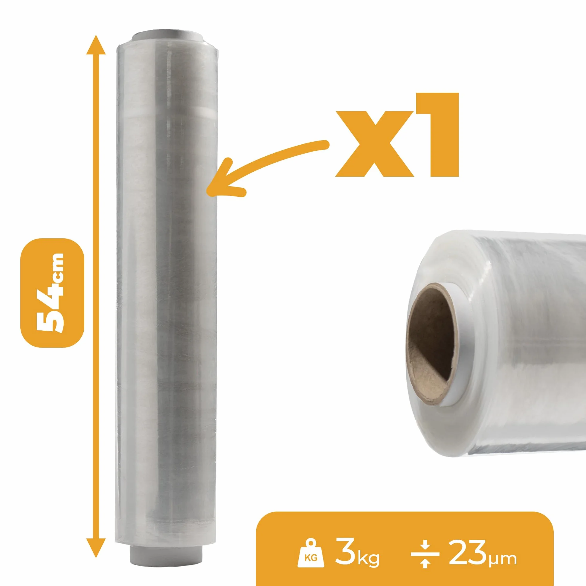 Folia stretch bezbarwna 3,0kg (300) Do Palet Opakowań Przeprowadzki Cienka Tuleja, Elastyczna i Wytrzymała Transparentna Folia w Rolce 54 cm Zabezpieczająca