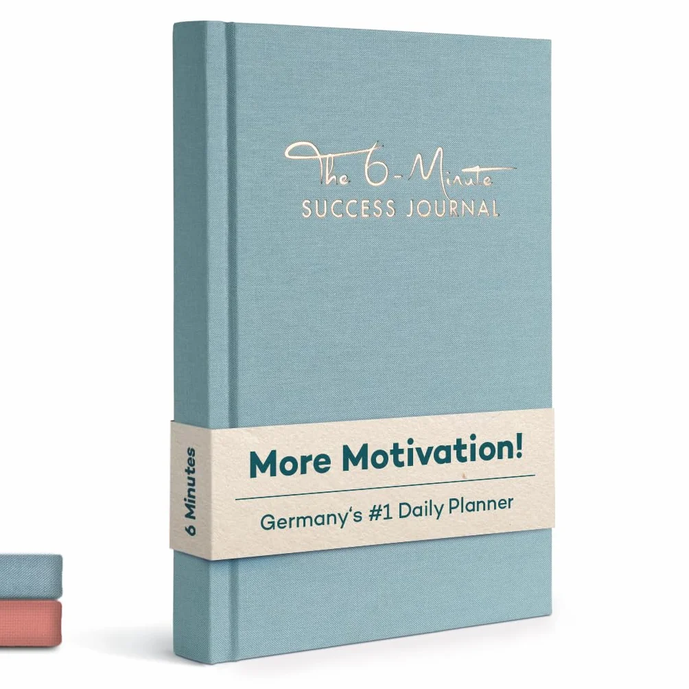 The 6-Minute Success Journal (English Version) | Osiągaj cele w skupieniu i bez stresu | 6 minut dziennie dla większej motywacji, uważności i sukcesu | Codzienny planer od twórców „Sześciominutowego dziennika” (Akwarela niebieski, Angielski (English))