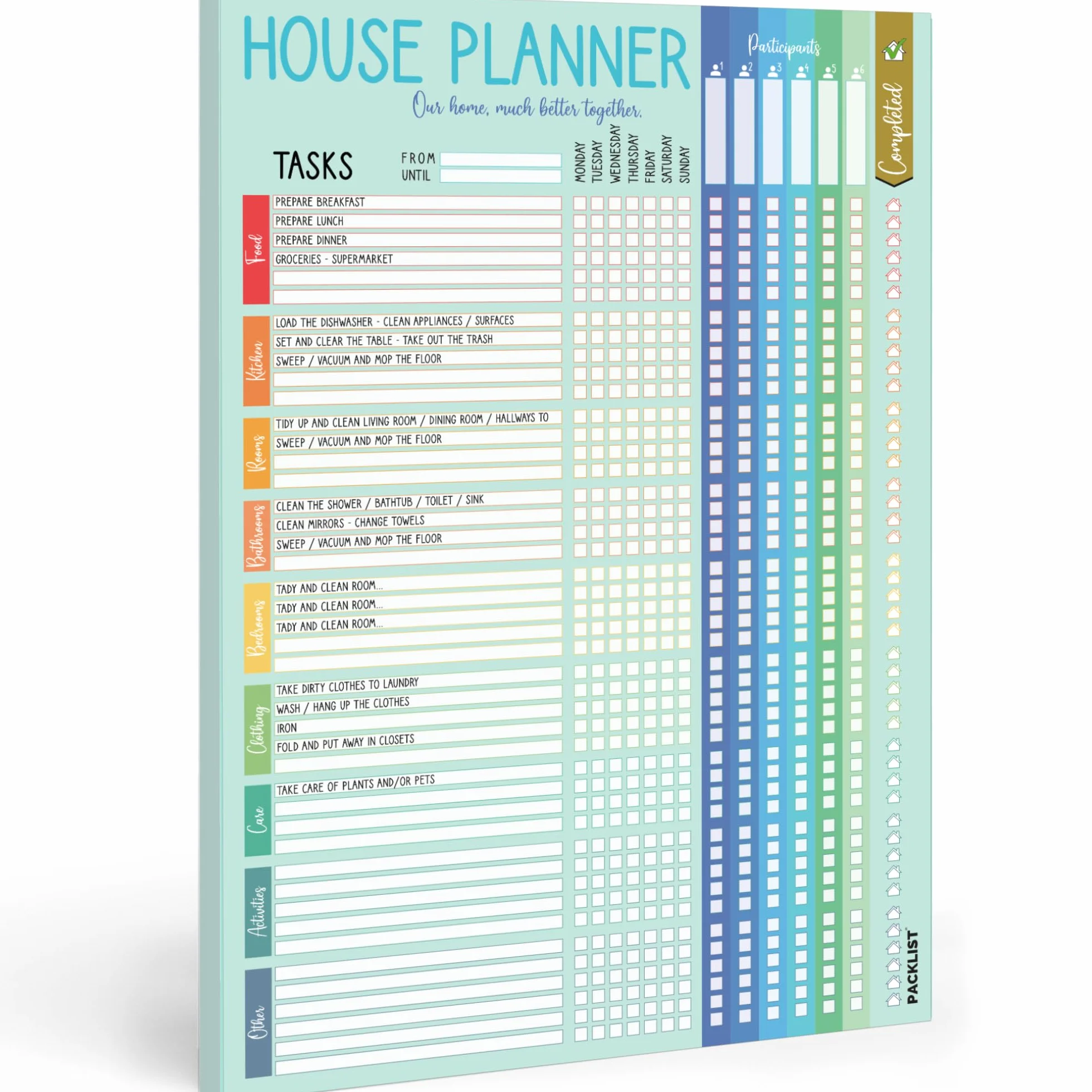 Home Task Planner Cleaning Schedule for Roommates Kids Families