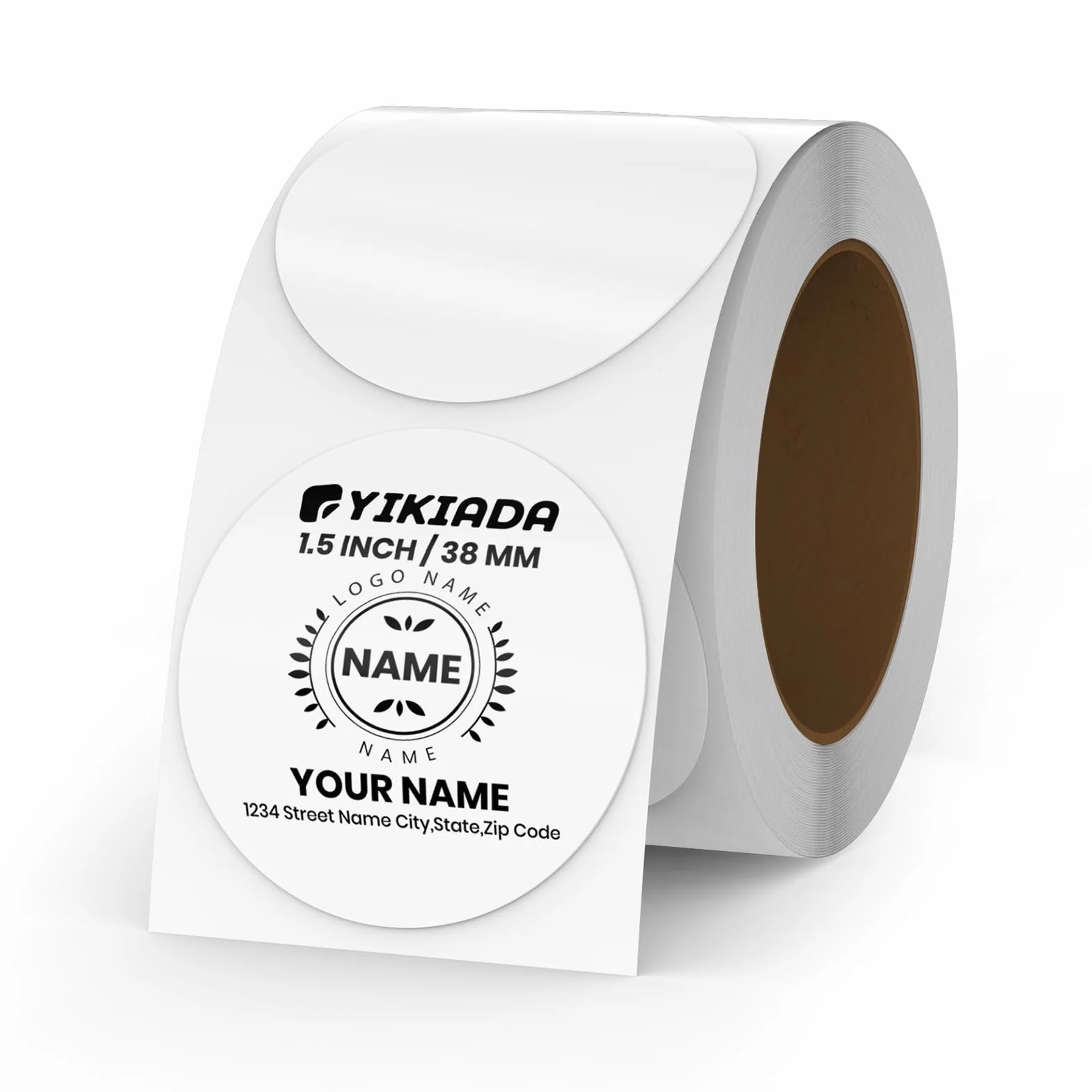 Etykiety termiczne w białe kropki, winylowe, 38 mm, samoprzylepna, rolka naklejki adresowe, wodoodporne, naklejki na logo, kod kreskowy QR, inwentarz, 500 sztuk