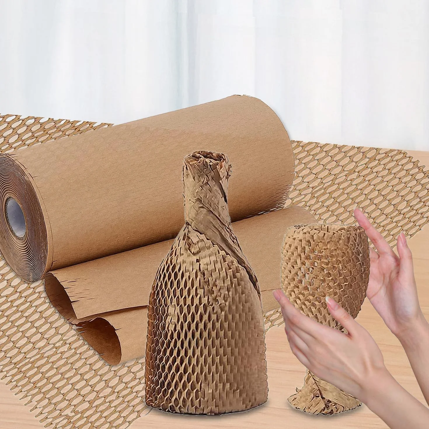 Papier pakowy w strukturze plastra miodu 30 cm x 50 m ekologiczny materiał opakowaniowy