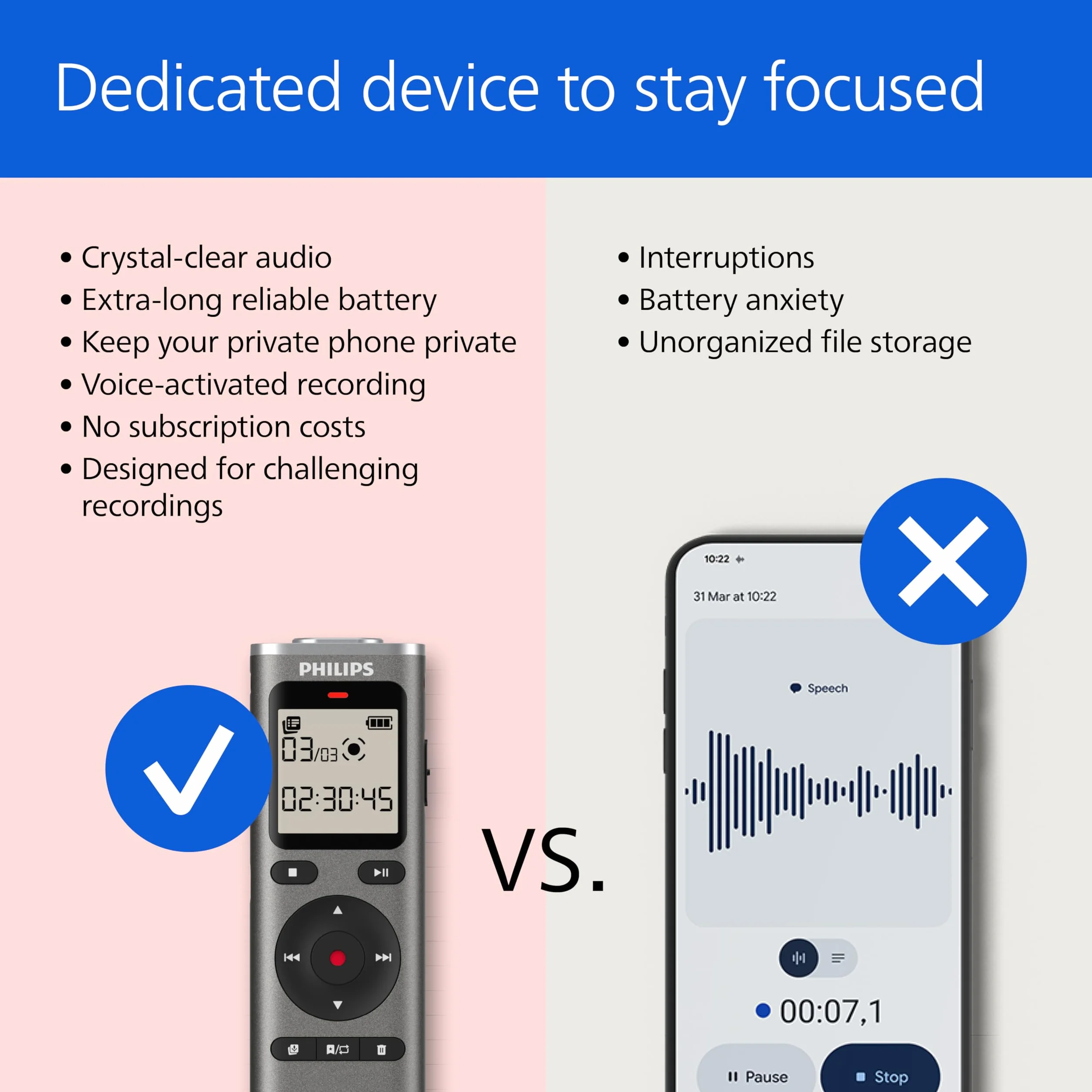 Philips DVT1170 VoiceTracer, rejestrator dźwięku, 8 GB, gniazdo kart Micro SD