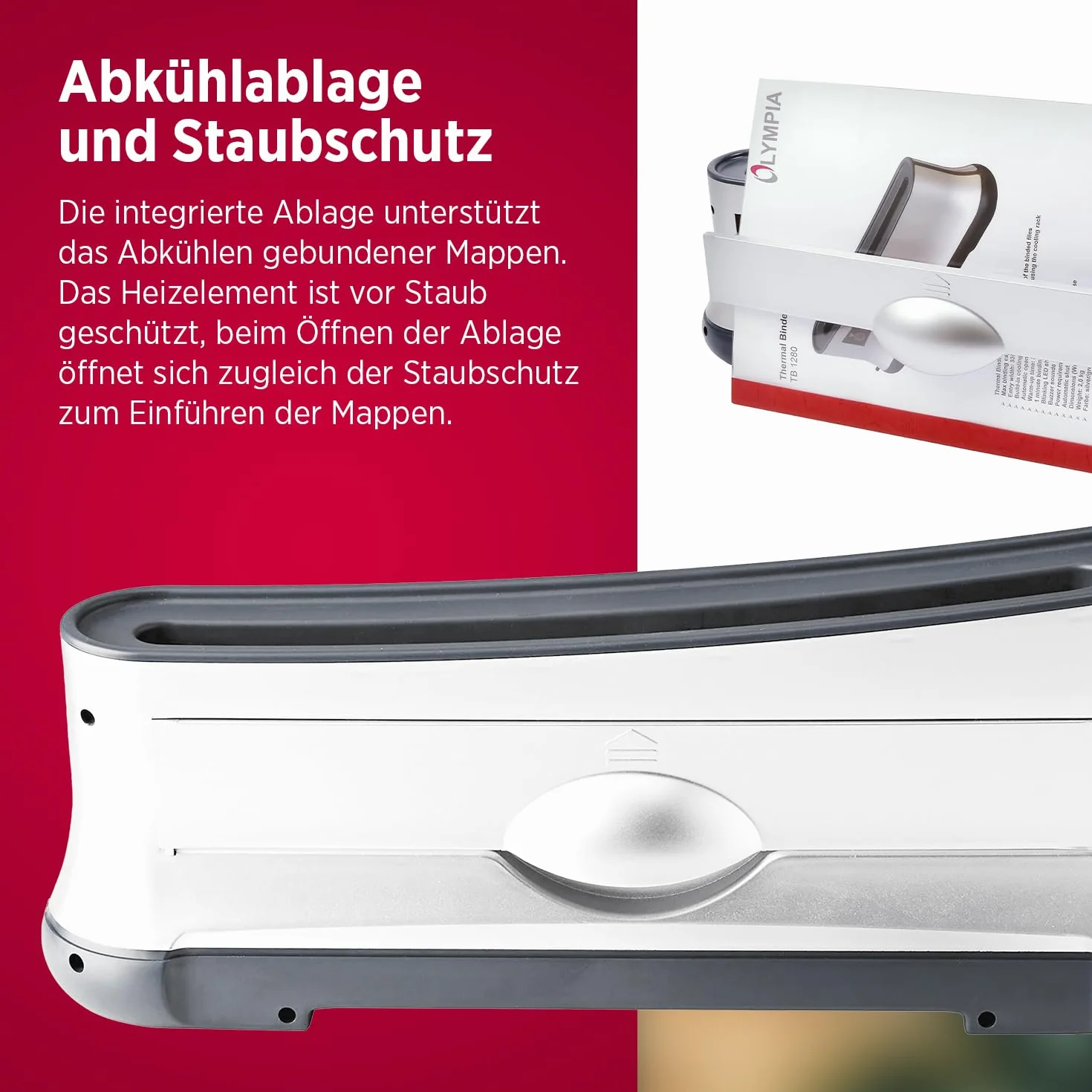 Olympia - Wydajne urządzenie do bindowania termicznego A4 TB-1280 | bardzo szybko gotowe do użycia | tylko 1 min. czas wiązania | najprostszy i najszybszy system wiązania do 200 arkuszy | uchwyt
