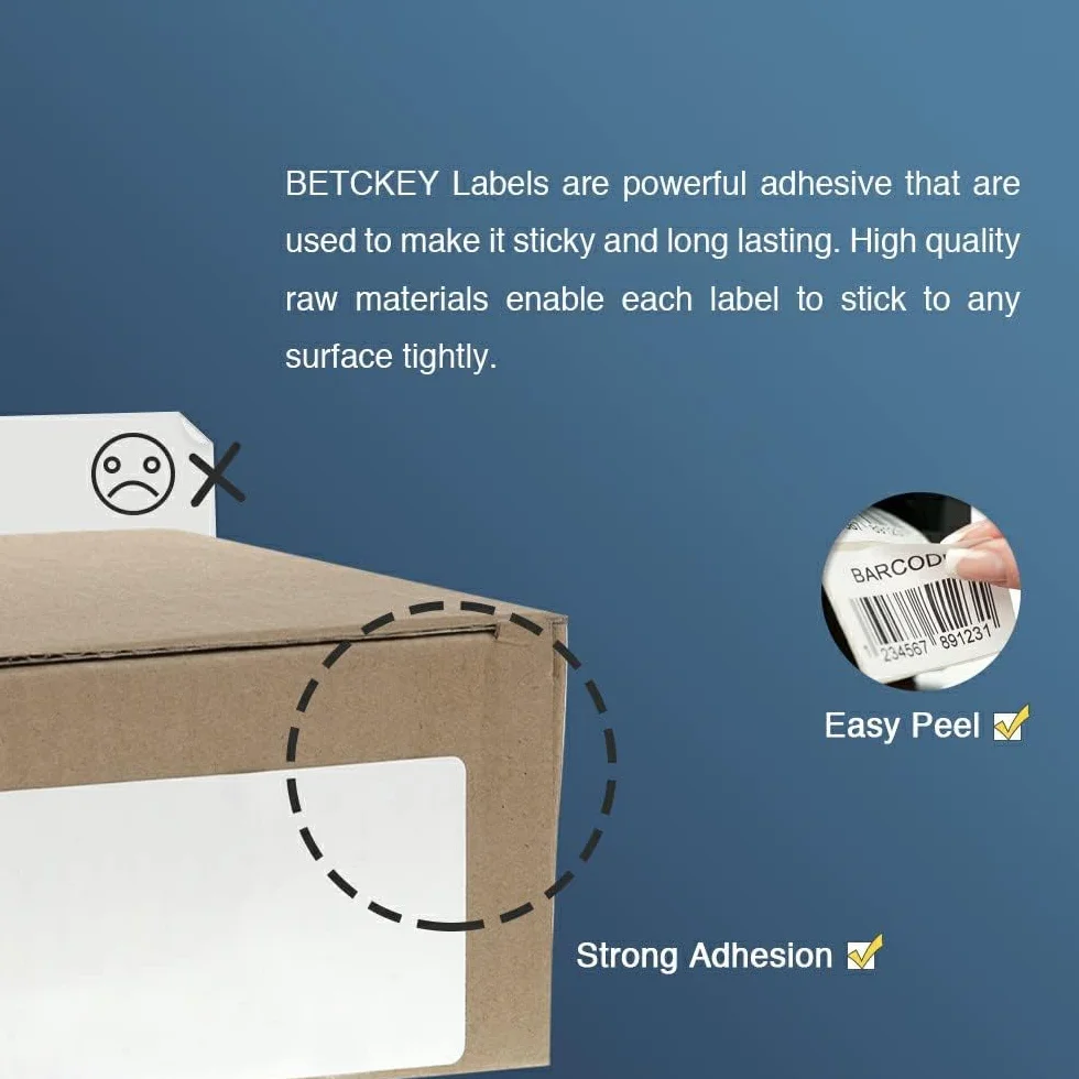 BETCKEY - 10 Rolek DK-22205 Etykiety Kompatybilne z Brother, 62 x 3048mm, Ciągły Etykiety Samoprzylepne Używane do Drukarka etykiet Brother QL [2 Uchwyt Etykiet Wielokrotnego Użytku]