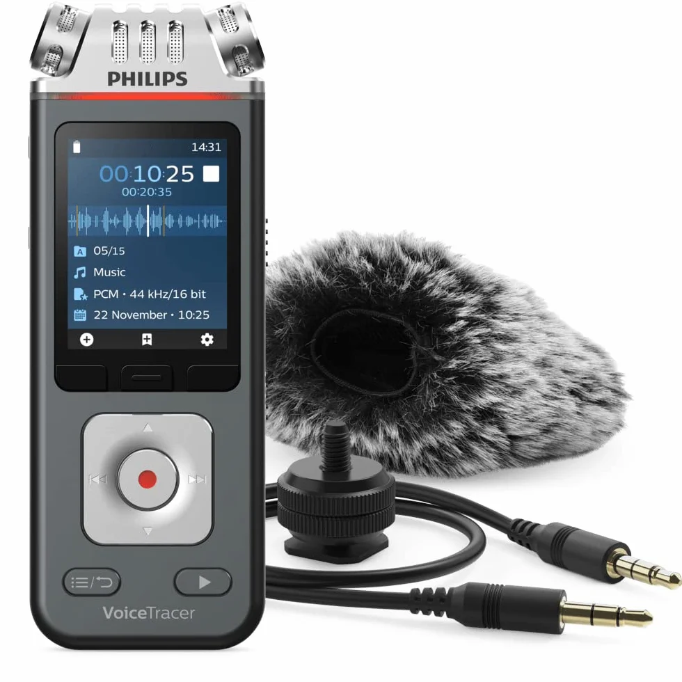 Philips Voice Tracer DVT7110 Rejestrator Audio, Szary, 3.5mm