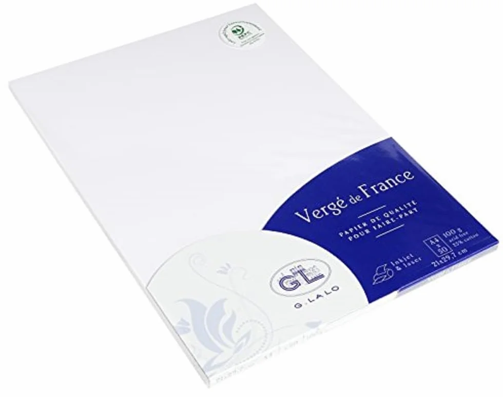 Lalo 47250L Papier Vergé de France Zestaw 50 arkuszy 21x29,7 cm 100g kolor ekstra biały