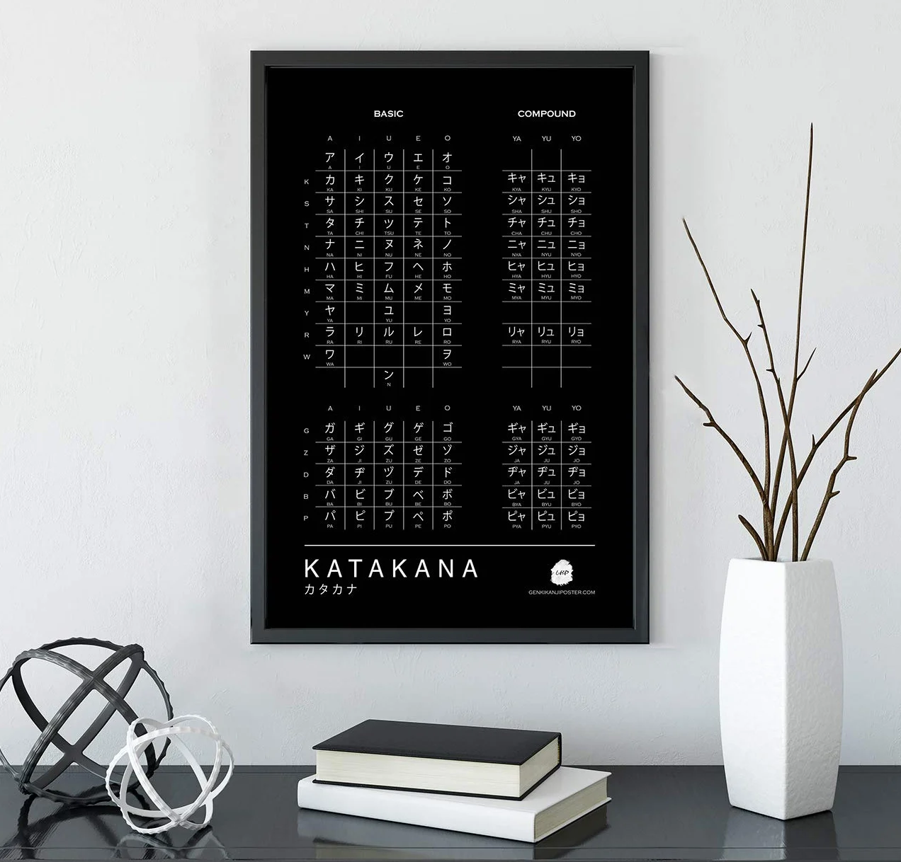 Genki Kanji Poster Wykresy hiragana i katakana do nauki języka japońskiego (28 x 43 cm laminowane wydruki, nieoprawione) (Hiragana + Katakana Combo Pack)