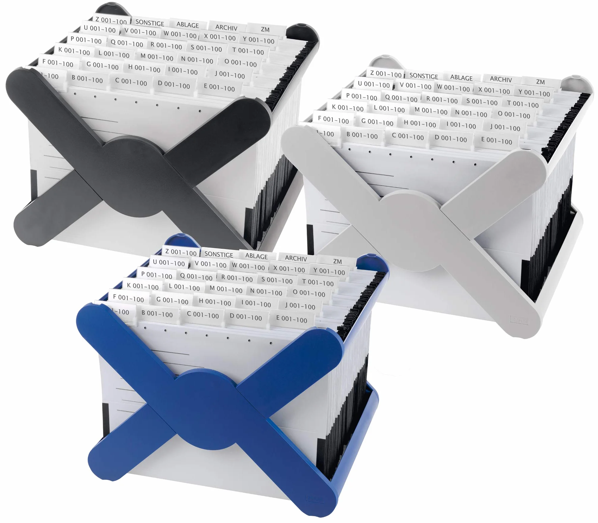 HAN X-CROSS 19071-11 wiszący kosz na dokumenty, o pięknym kształcie, nowoczesne wzornictwo z uchwytami do noszenia, na 35 teczek, stabilny i można układać w stos, jasnoszary, 19071-11