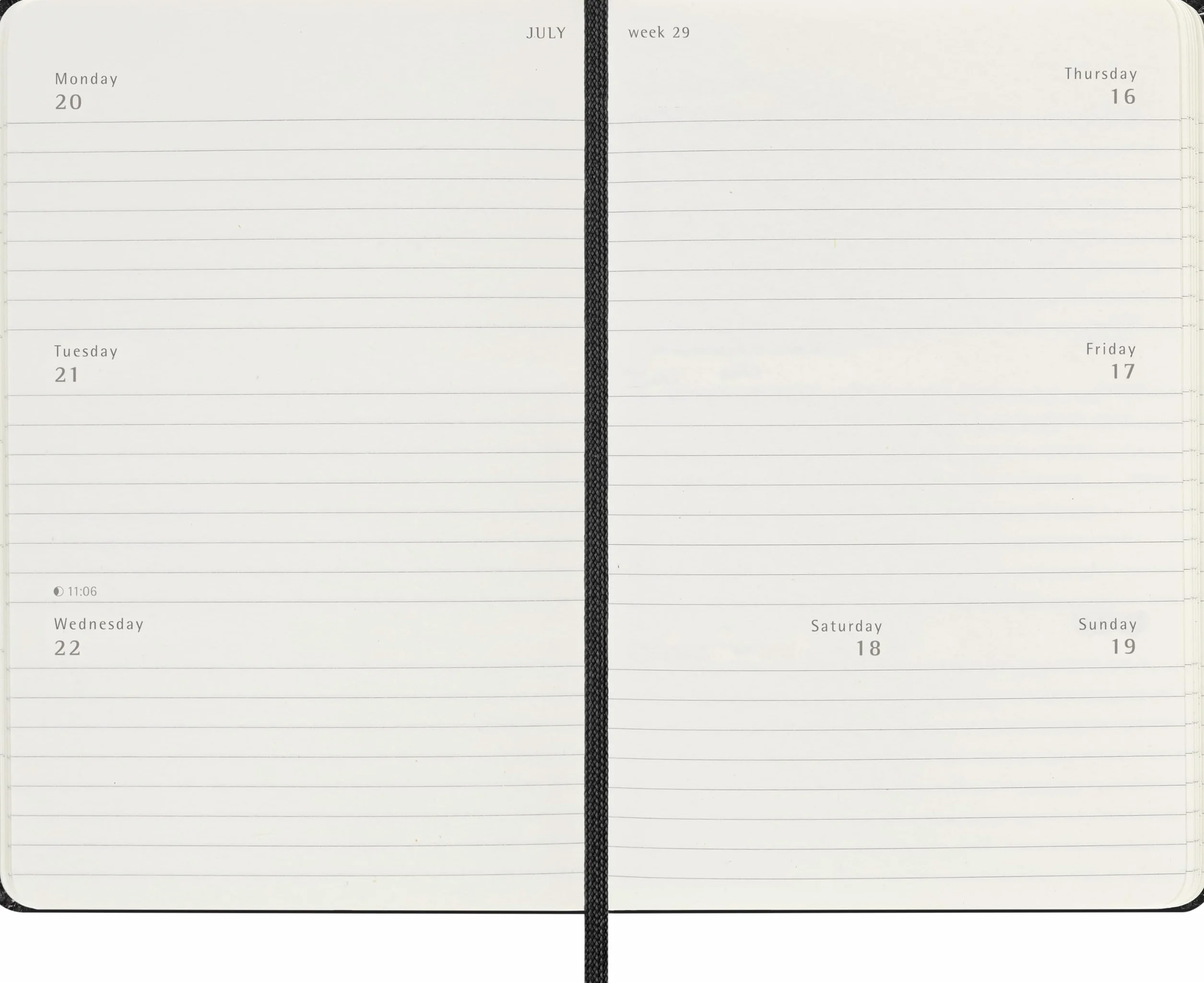 Moleskine Kalendarz tygodniowy 2026-2027 – 18-miesięczny planer poziomy z twardą okładką i zamknięciem na gumkę, kolor czarny, format kieszonkowy 9 x 14 cm