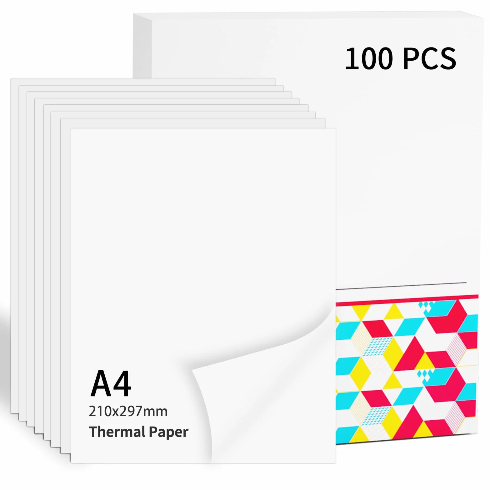 Papier termiczny A4-210 mm x 297 mm, kompatybilny z Phomemo M08F/M832/M833/M834/M835, mobilna drukarka do umowy, zdjęć, rysunków, prac domowych, 10 lat, papier termiczny, 100 arkuszy