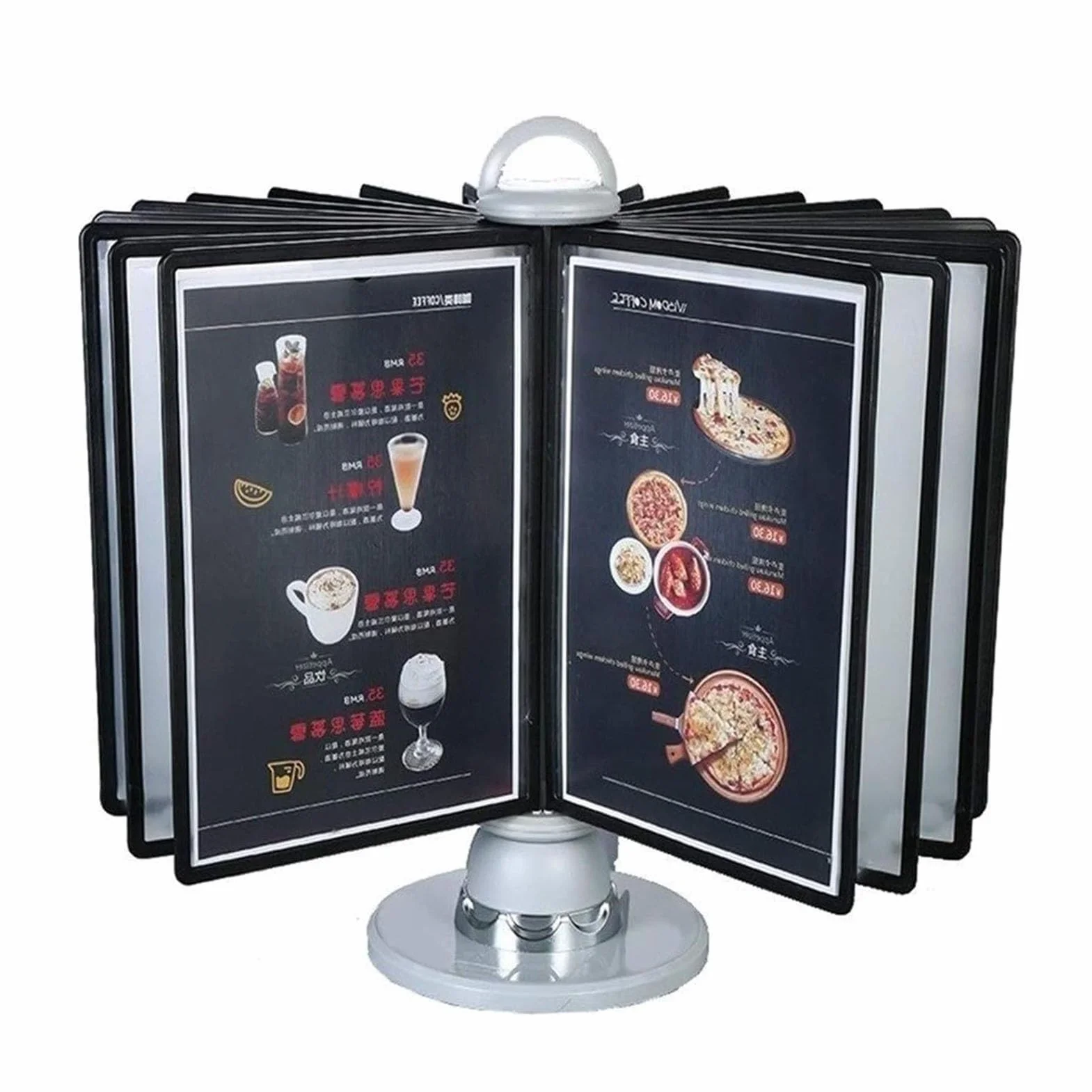 Stojak na dokumenty na biurko, obrotowy stojak ekspozycyjny na katalog, 20 dwustronnych paneli, rozmiar liter, trwały organizer na dokumenty na biurko, do ekspozycji dokumentów A4, obrotowa wkładka,