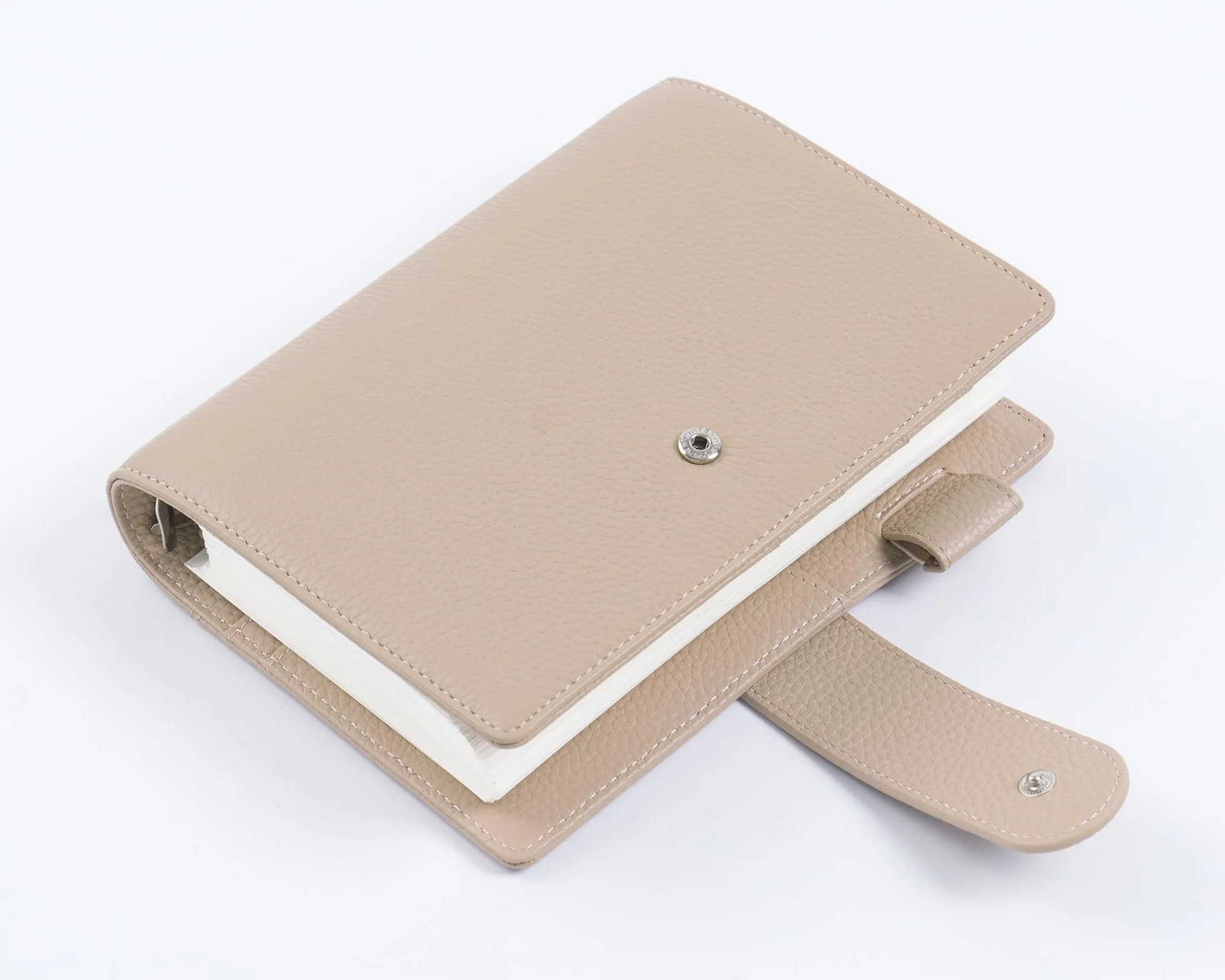 Moterm Elite Personal Rings planer organizer z prawdziwej skóry 25 mm żwirowo-taupe