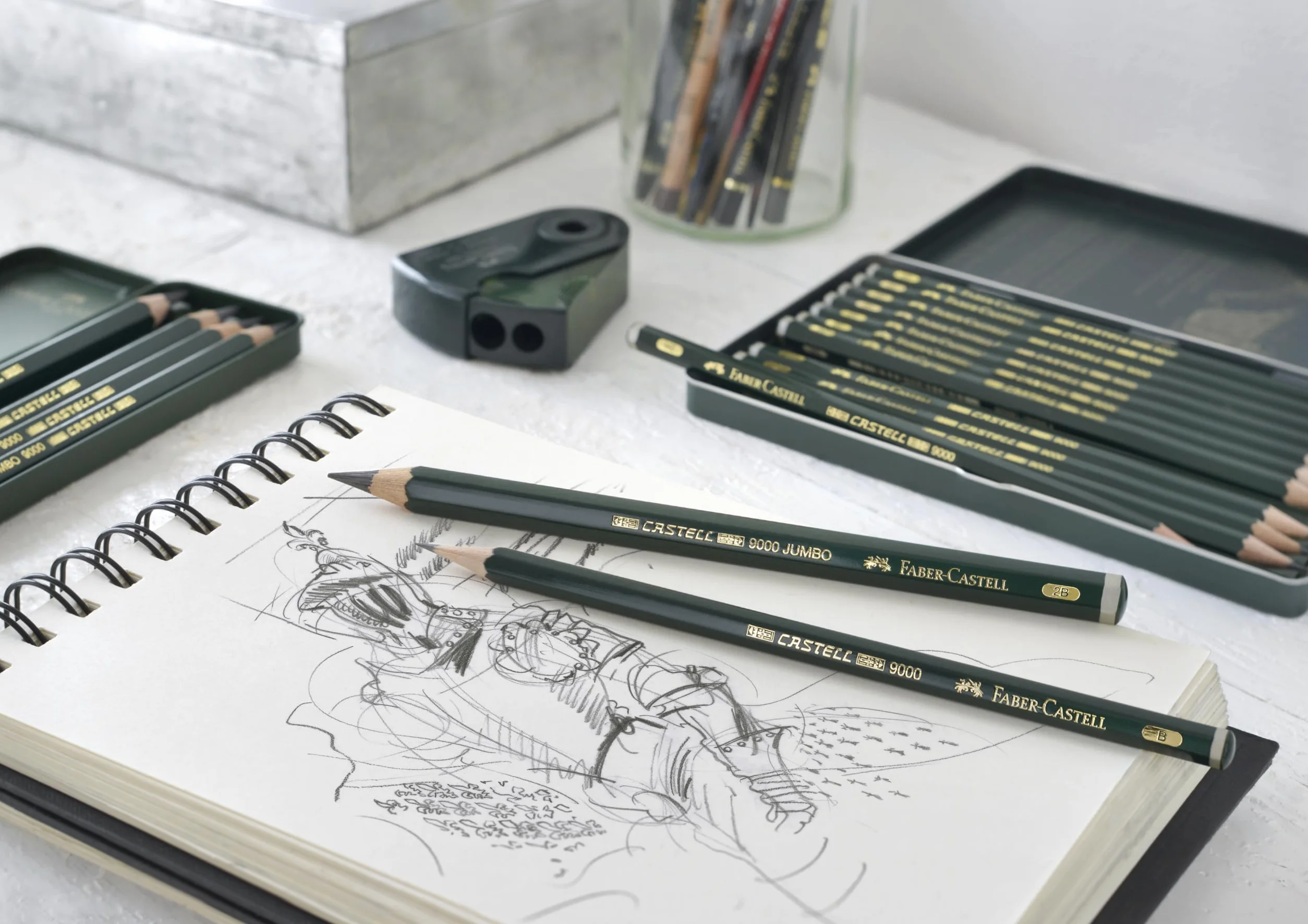 Faber-Castell Art Set 9000 F119065 Zestaw Ołówków 8B-2H, Zielony, 12 sztuk