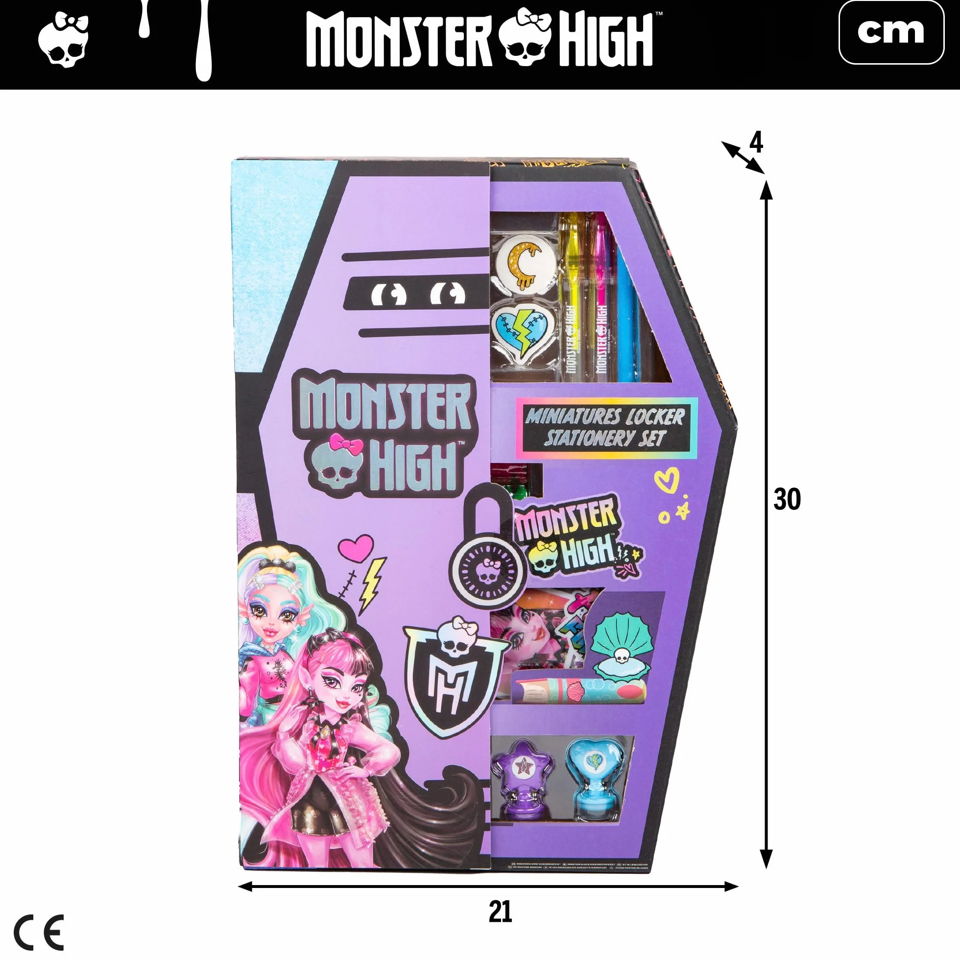 ColorBaby Monster High zestaw do pisania szafy, piórnik, długopisy, znaczki i naklejki, przybory szkolne dla dzieci (77515)