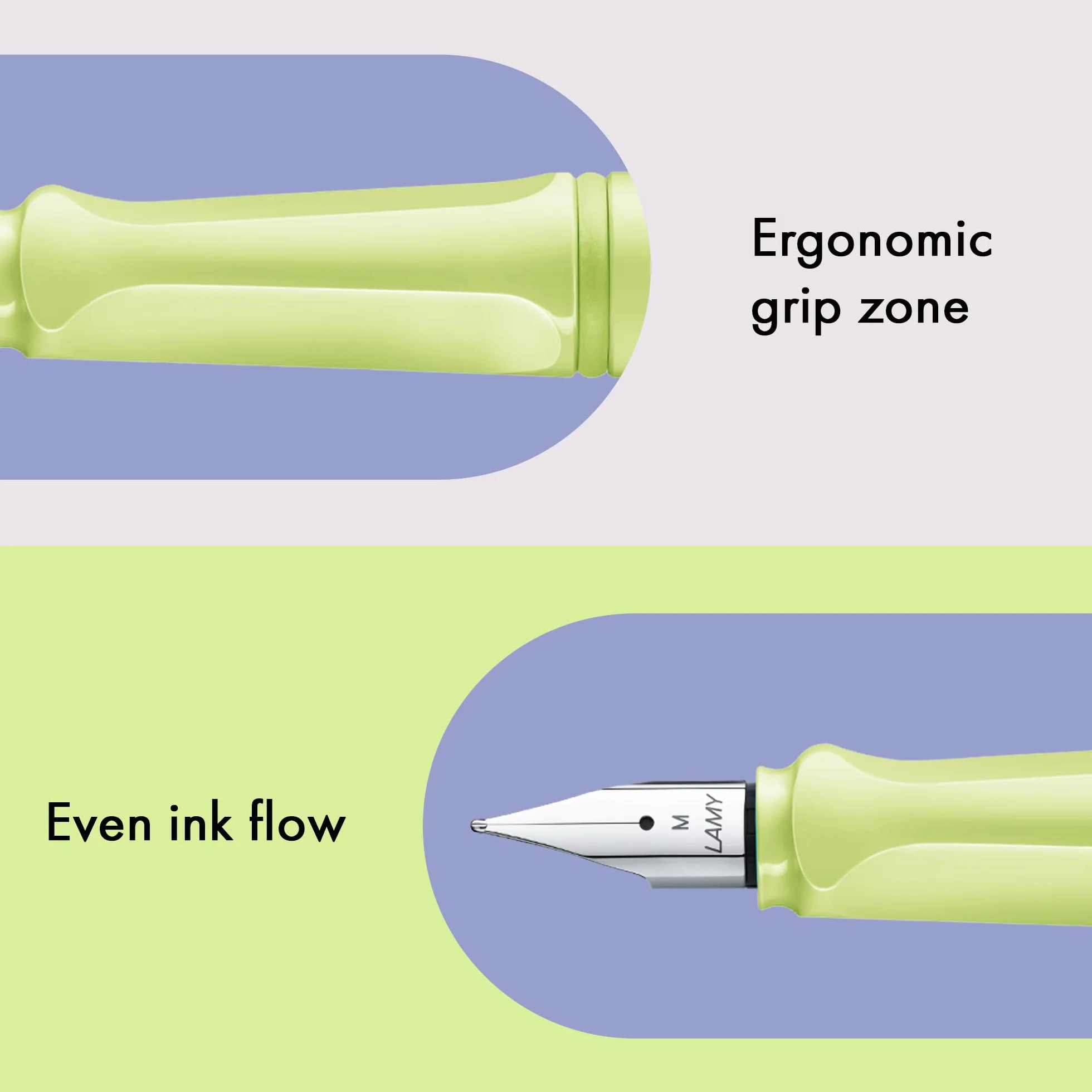 Lamy safari springgreen pióro wieczne z ergonomicznym uchwytem i polerowaną stalówką stalową o szerokości kreski EF – wytrzymałe tworzywo sztuczne ASA – w zestawie wkład atramentowy T 10 niebieski –