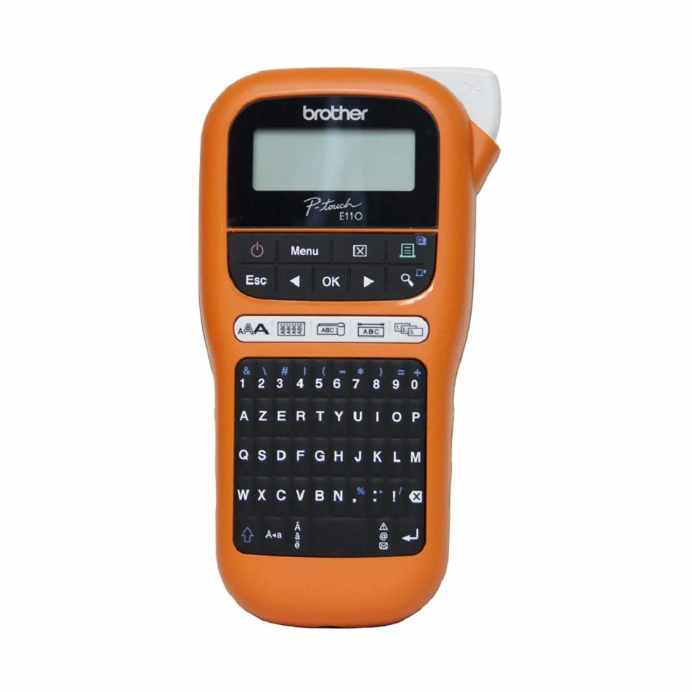 Brother PT-E110 profesjonalna etykieciarka przemysłowa, z 1 taśmą Tze-FX221, 9 mm, czarno-biała