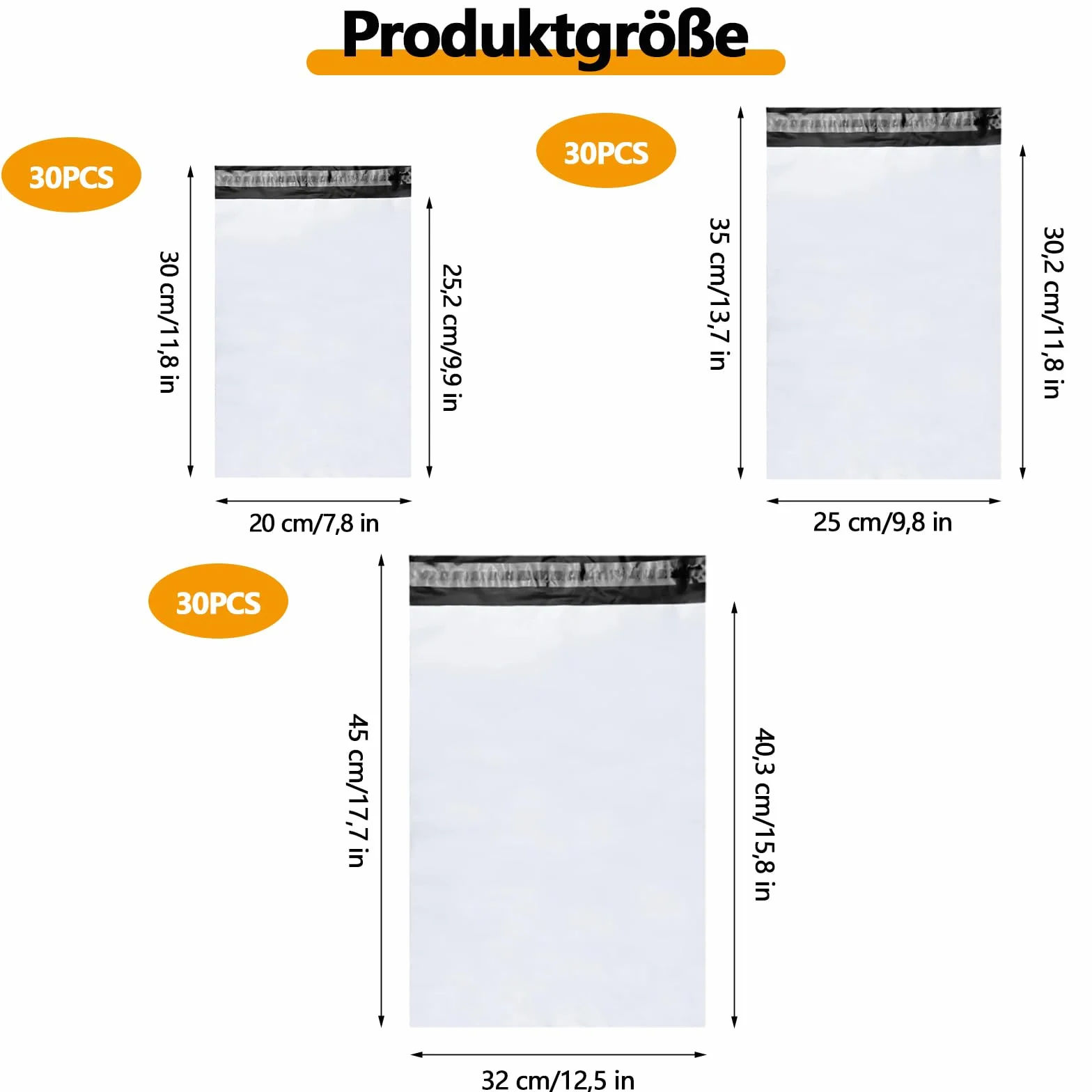 Torby wysyłkowe foliowe 90 sztuk S/M/L z zamknięciem samoprzylepnym wodoodporne