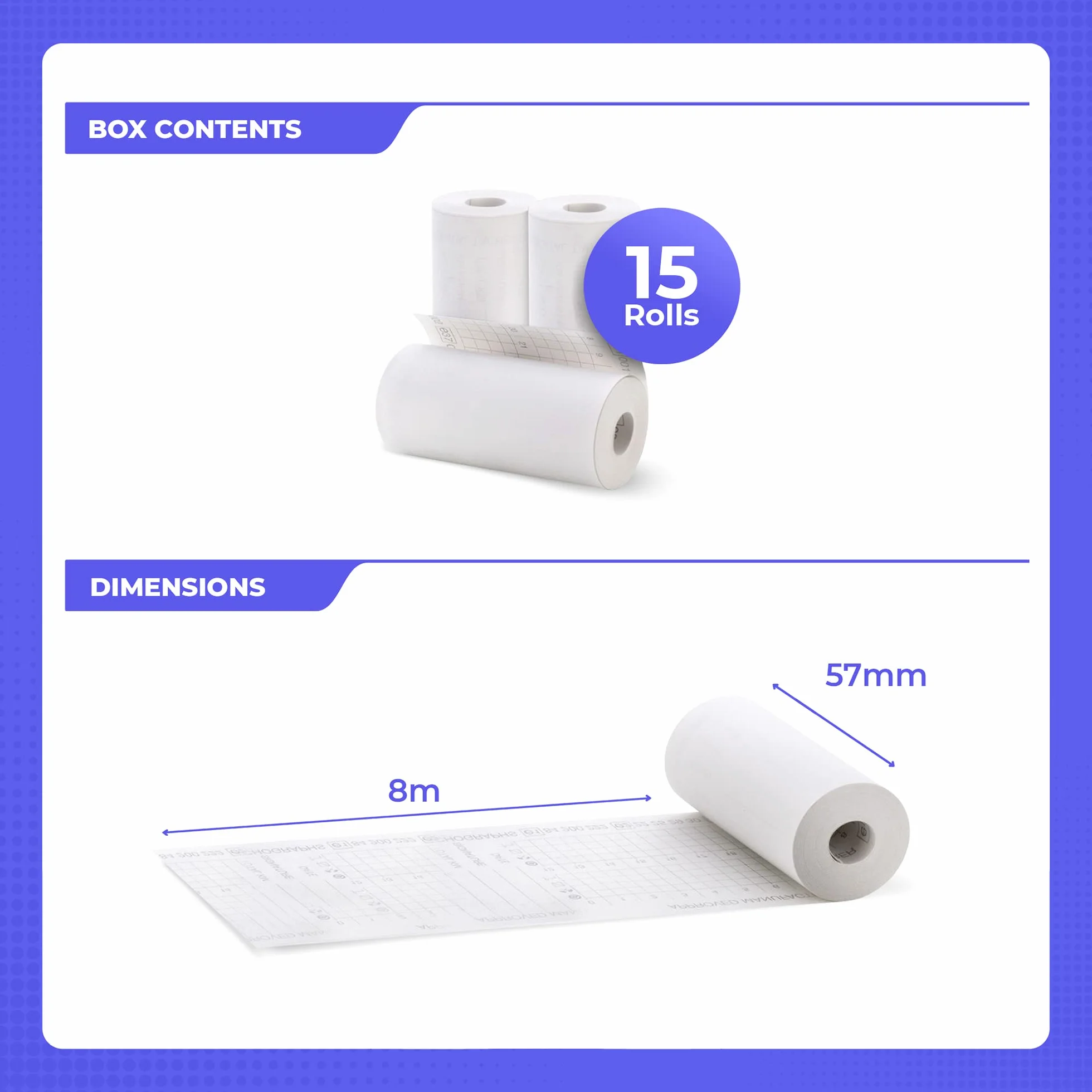 Certyfikowane rolki papieru do tachografów - Papier termiczny do wszystkich cyfrowych tachografów do samochodów ciężarowych - 57/8 mm (15 sztuk)