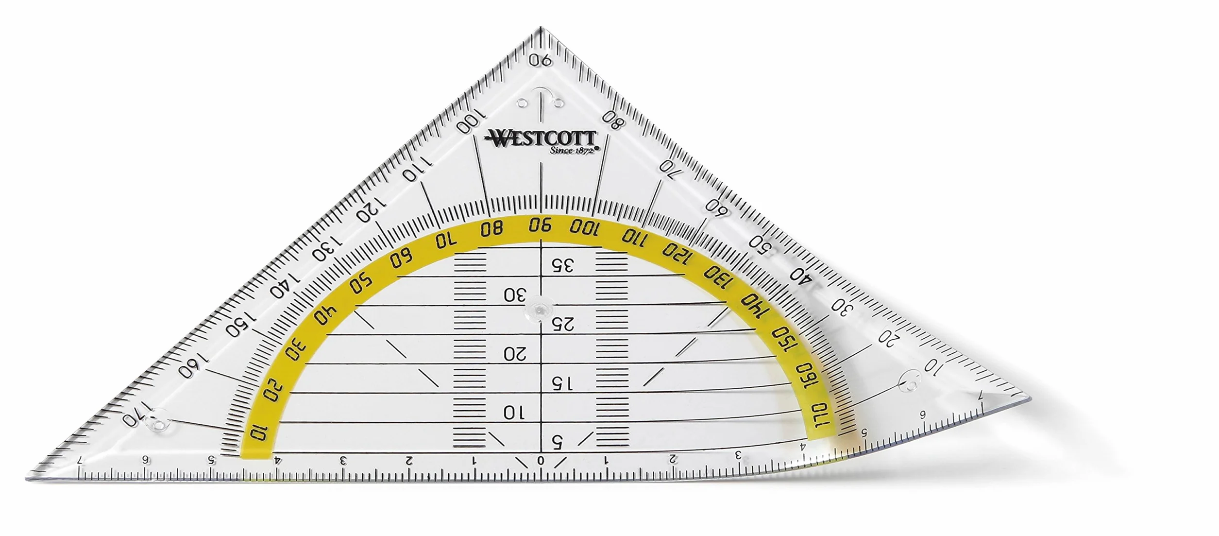 Westcott E-10132 00-I ekierka geometryczna z tworzywa sztucznego, nietłukąca, 14 cm, 20 sztuk, przezroczysta