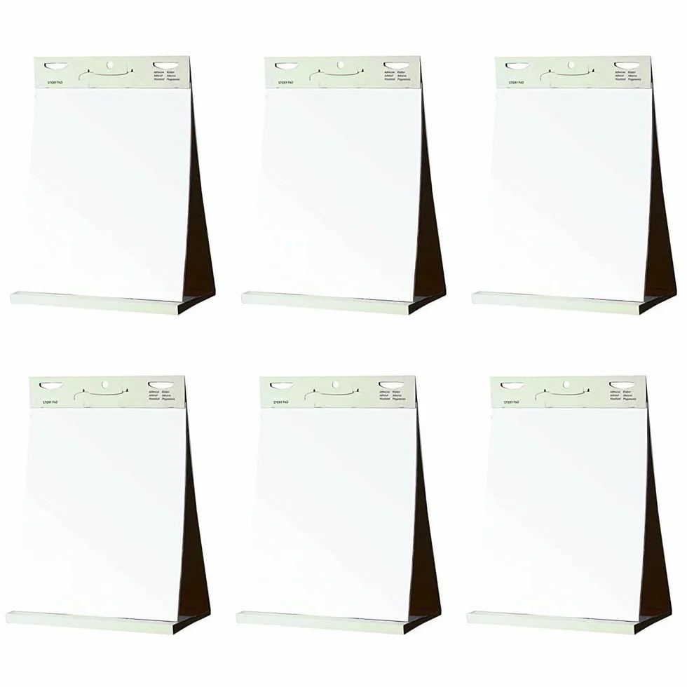 KAV Podkładka papierowa z funkcją Flipchart z gładkim, perforowanym, 20 arkuszy, do biura, prezentacji, restauracji, szkoły, domu i przyborów kuchennych, 70 g/m², 58,5 x 50 cm (6 szt.)