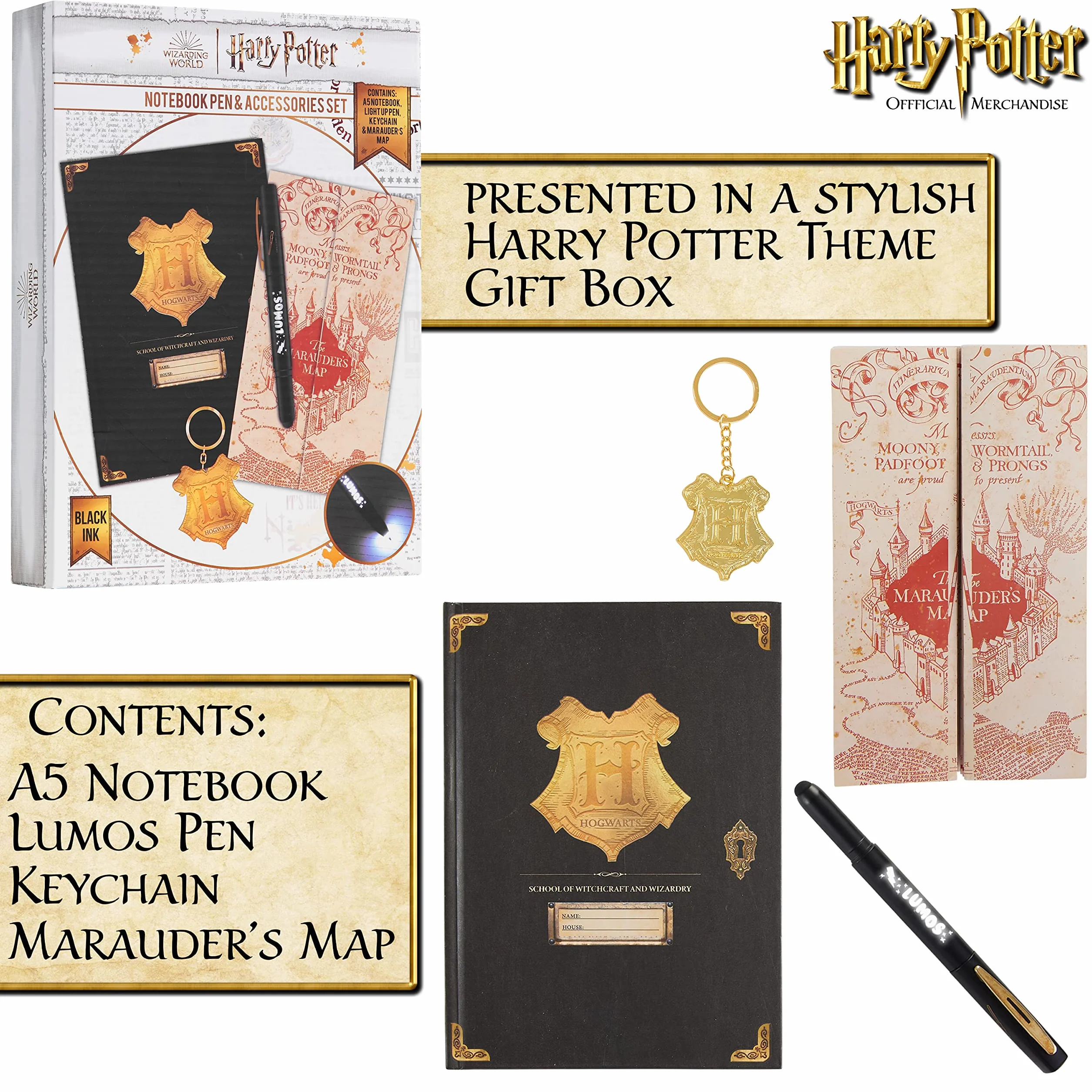 Harry Potter Zestaw papeterii z notatnikiem i długopisami