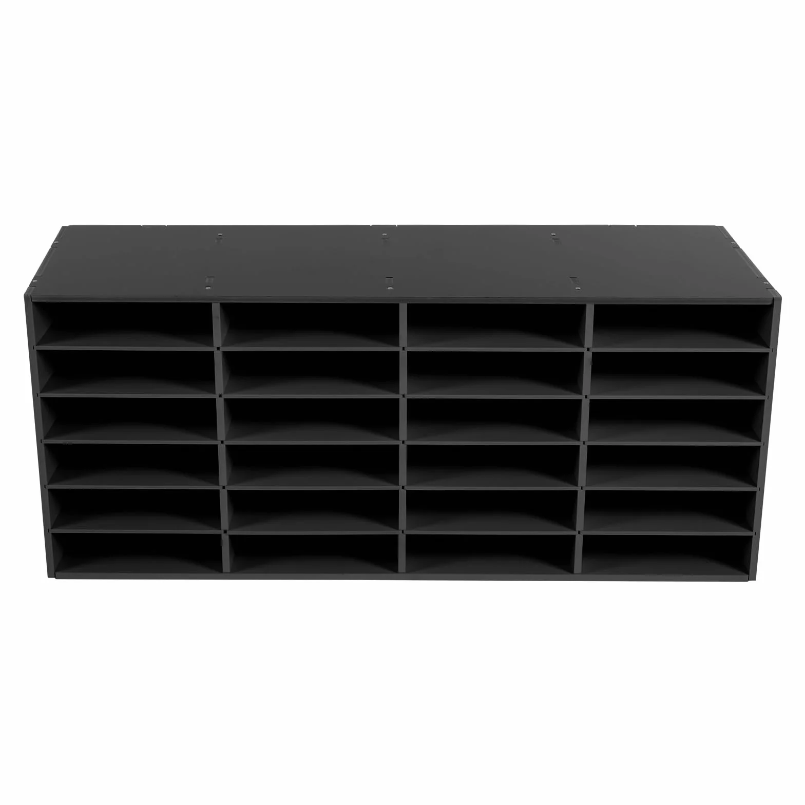 Półka na listy, 24 przegródki, organizer z PCW, półka na dokumenty 100 x 30 x 42 cm, półka na dokumenty, do domu, biura, na zajęcia (czarna)