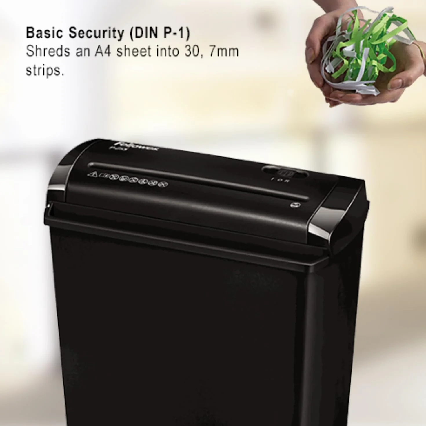 Fellowes Powershred P-25S, 5 arkuszy, cięcie w paski, 7 mm, niszczarka papieru do domu, Powershred P-25S, niszczarka z koszem 11 l, niszczarka dokumentów do standardowej ochrony danych, okazjonalne