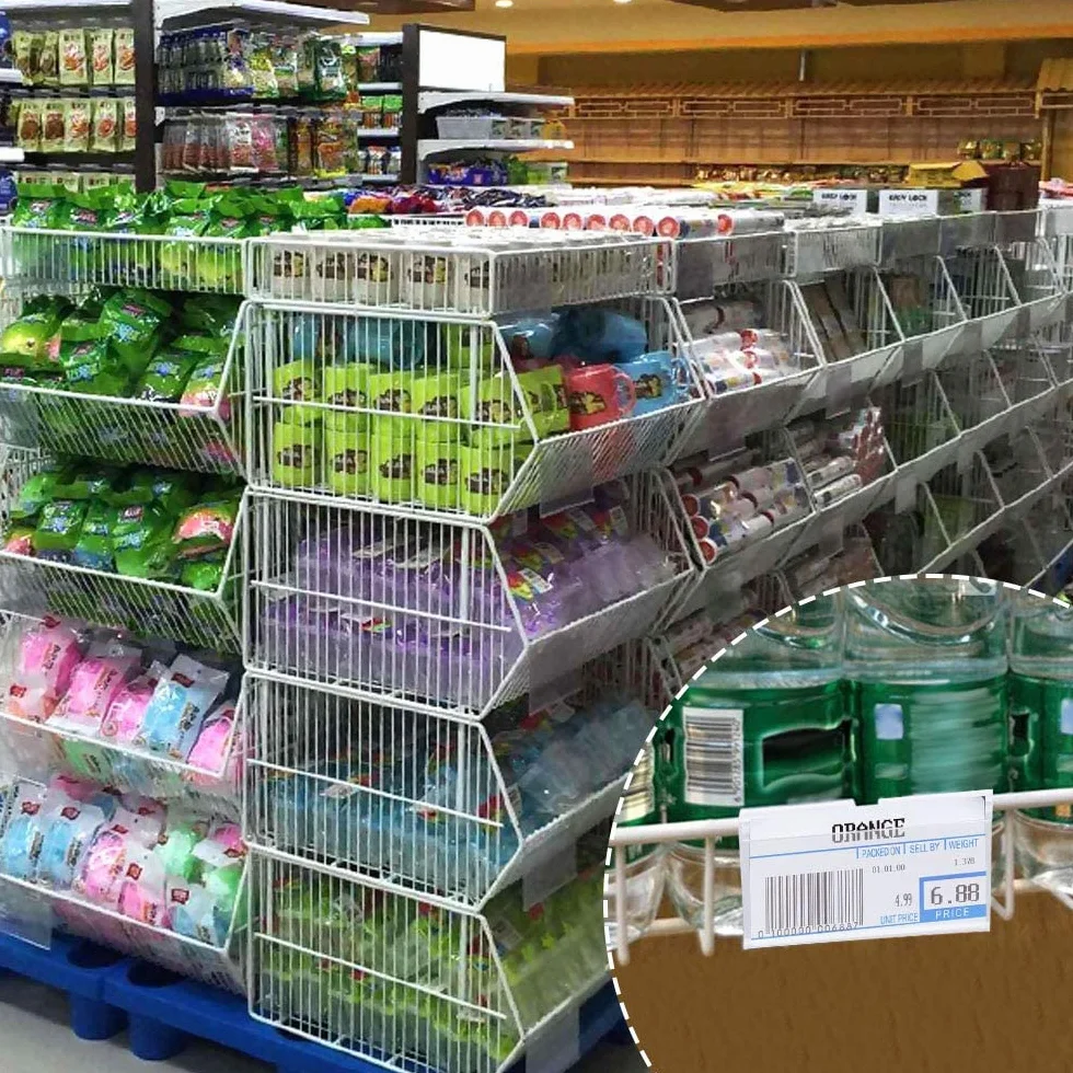 Meetory 50 sztuk uchwytów na etykiety z tworzywa sztucznego, przezroczyste, uchwyty do tabliczki cenowej, tworzywo sztuczne, regał, uchwyty na etykiety na regały druciane na etykiety cenowe do oznaczania towarów (8 cm x 4,2 cm)