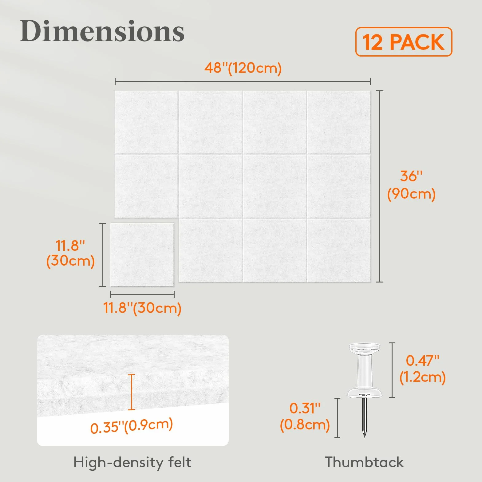 Lifewit Duża Filcowa Tablica z Samoprzylepnym Mocowaniem, 120x90cm Cork Board Alternatywa na Ścianę, 12-Pack Vision Board Tablica z 50 Pinezkami do Biura i Pokoju, Chmurowa Szarość