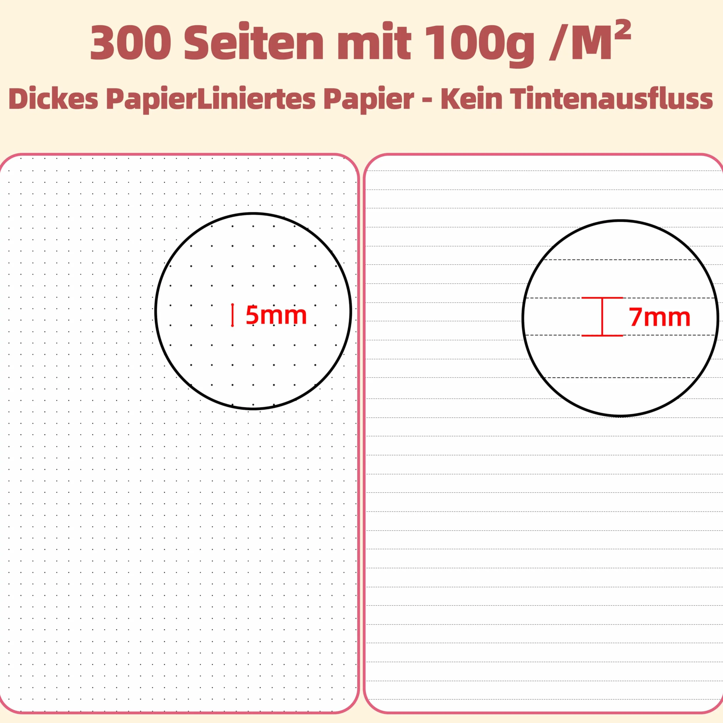 Notatnik Qefuna A4 w kropki, Bullet Dot Journal, 300-stronicowy notatnik na spirali, papier atramentoodporny 100g/m², twarda okładka z PVC, z linijką, rozszerzalne kieszenie, 21x 28 cm -Zielony