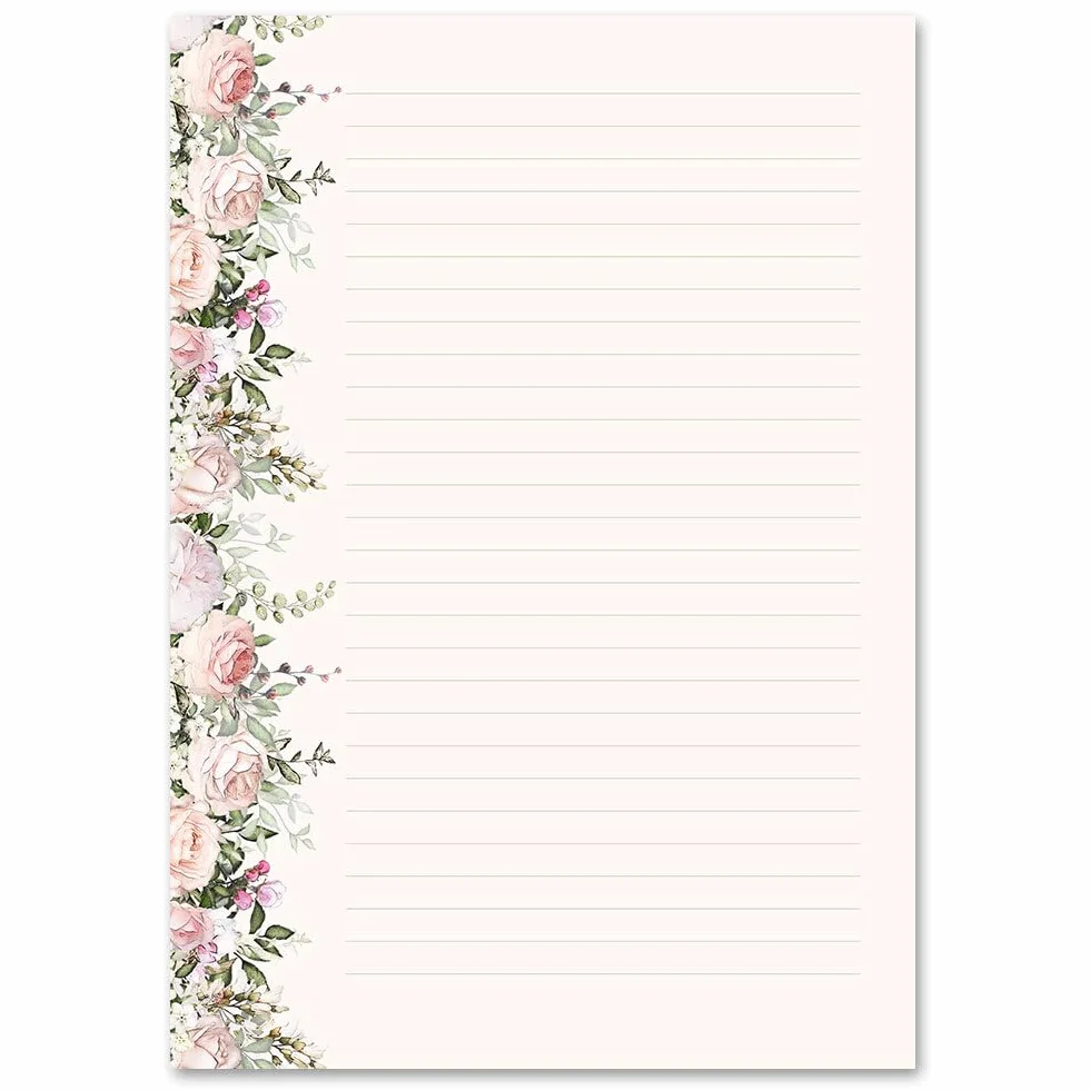 100 arkuszy papieru listowego ROSENPRACHT - DIN A4 (210 x 297 mm), 90 g/m² - ró?e