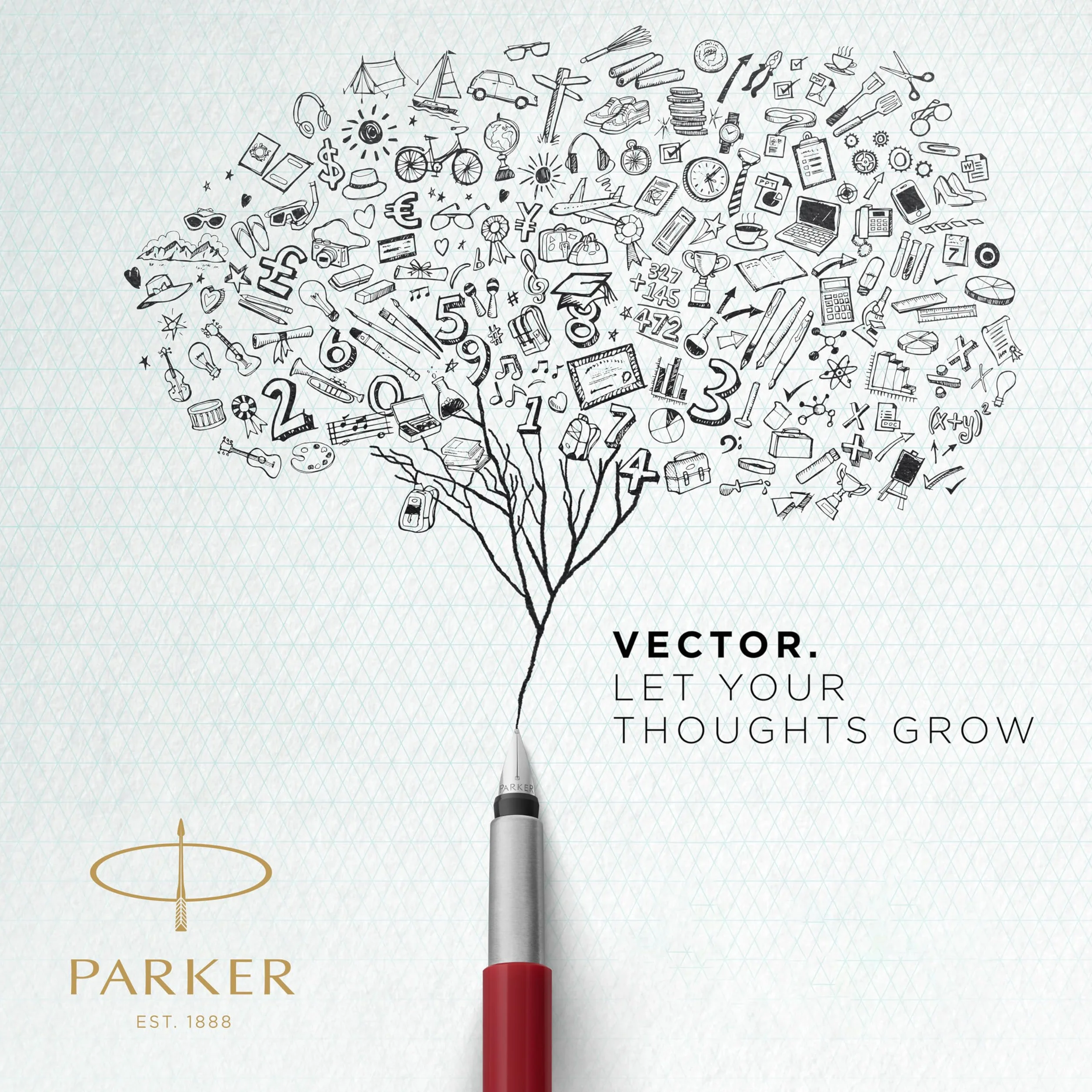 Parker Vector 3501178708059 Pióro, Srebrny, Niebieski Atrament, 1 Sztuka