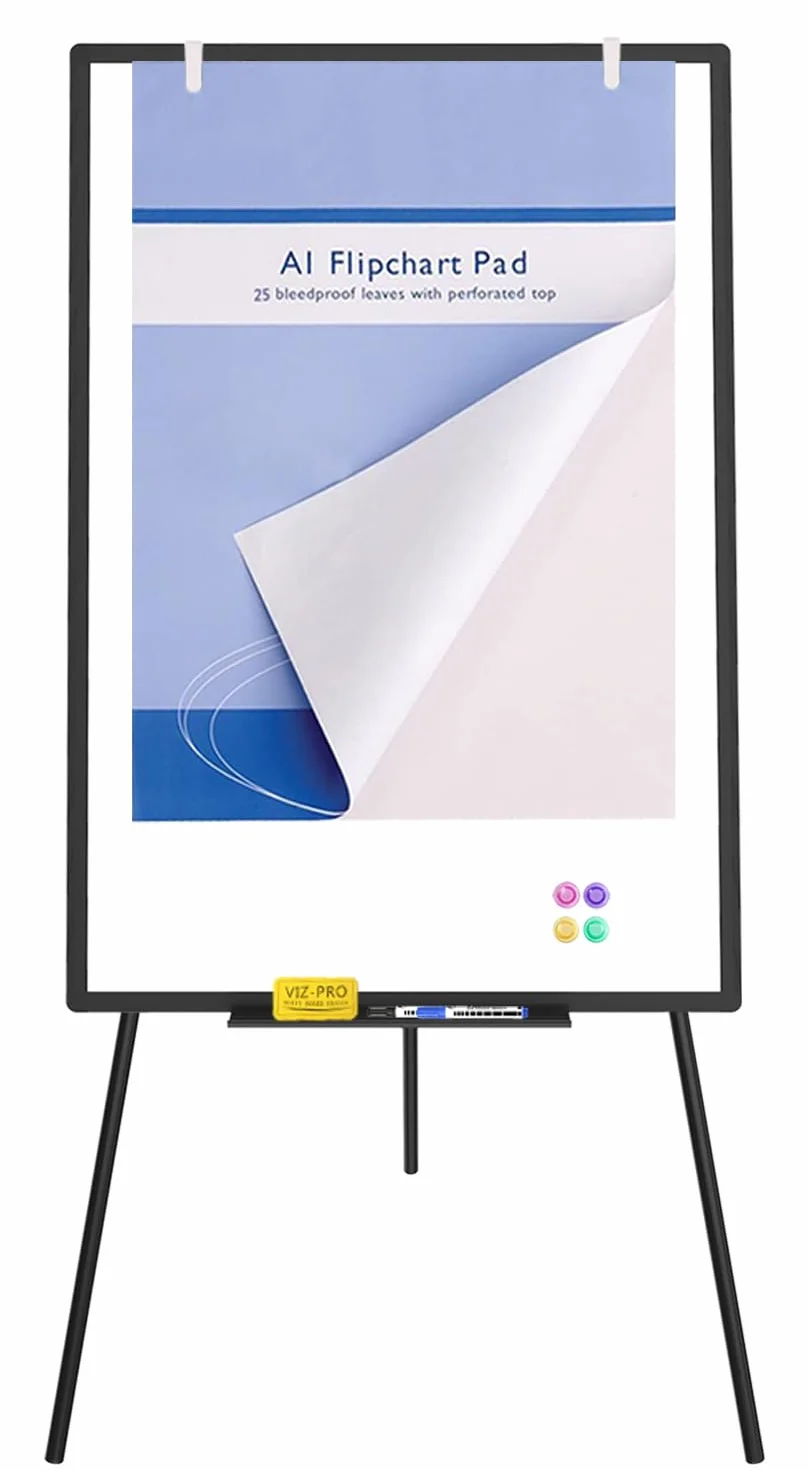 VIZ-PRO Magnetyczna sztaluga suchościeralna 90 x 60 cm czarna regulacja wysokości