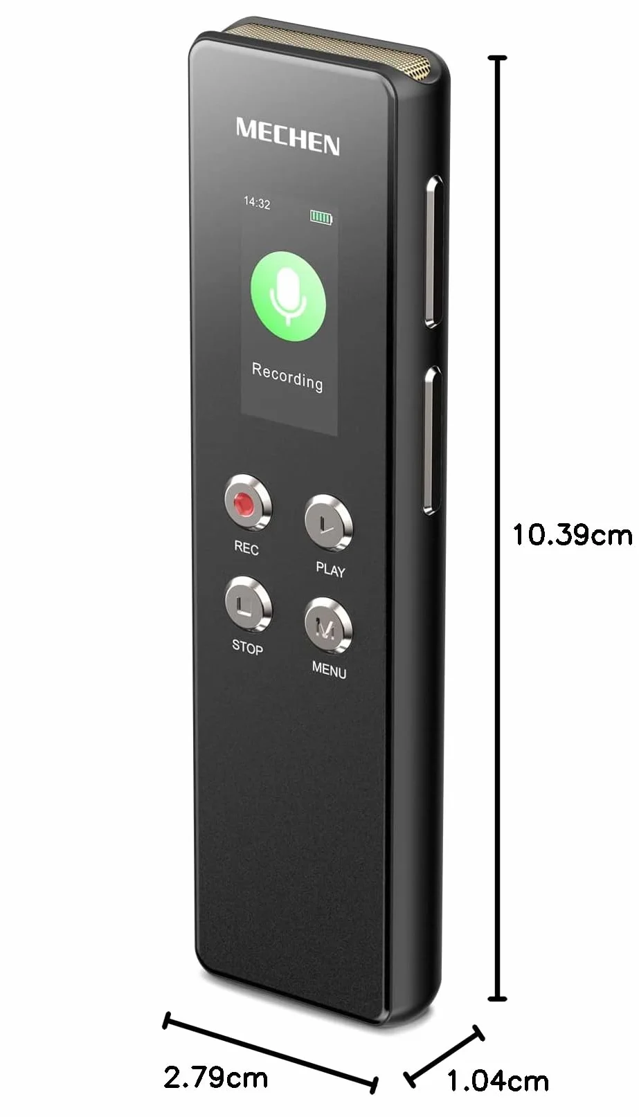 MECHEN V01 dyktafon 128 GB, nagrywanie głosowe, ochrona hasłem, automatyczna redukcja szumów, 300 mAh (czas pracy 15 godzin)