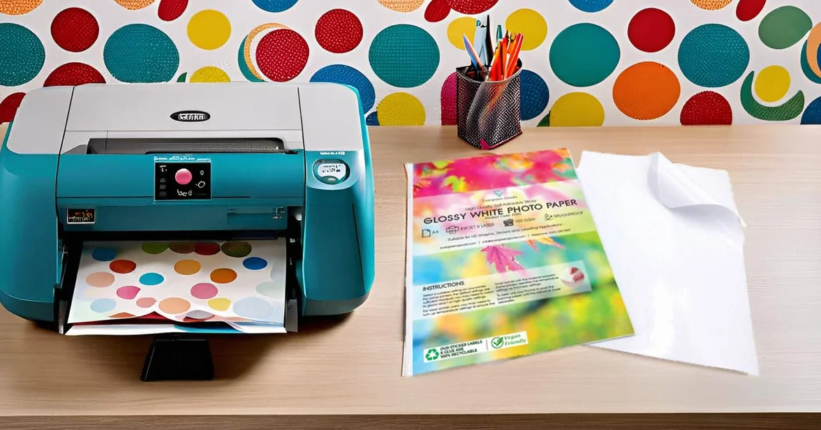 Evergreen Goods Błyszczący samoprzylepny papier fotograficzny A4, 20 arkuszy, 200 g/m², wodoodporny, duża siła klejenia, kompatybilny z drukarkami atramentowymi i laserowymi, idealny do etykiet