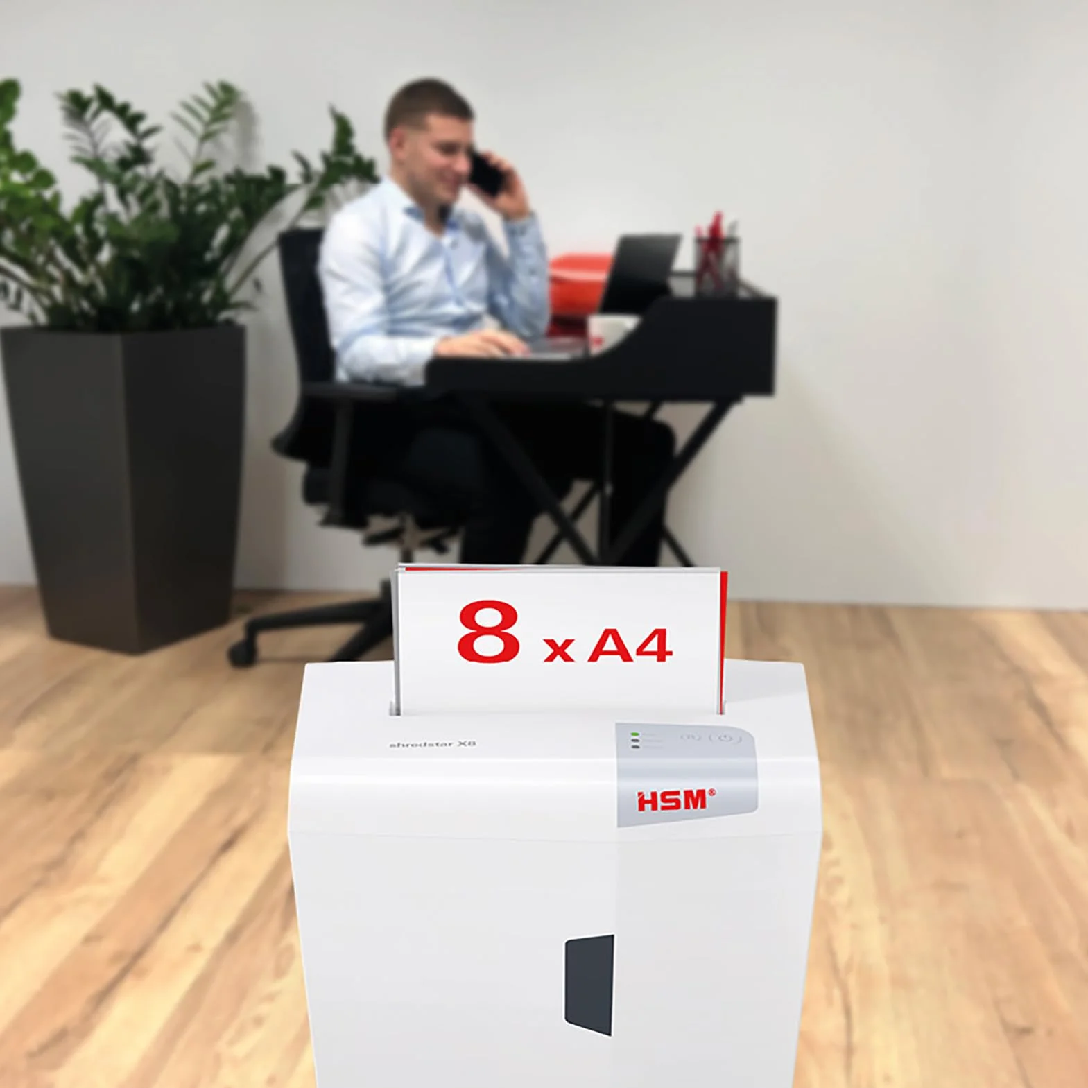 HSM 1044121 shredstar X8 niszczarka dokumentów, poziom bezpieczeństwa P-4, 8 arkuszy (cięcie cząstek) z niszczarką CD