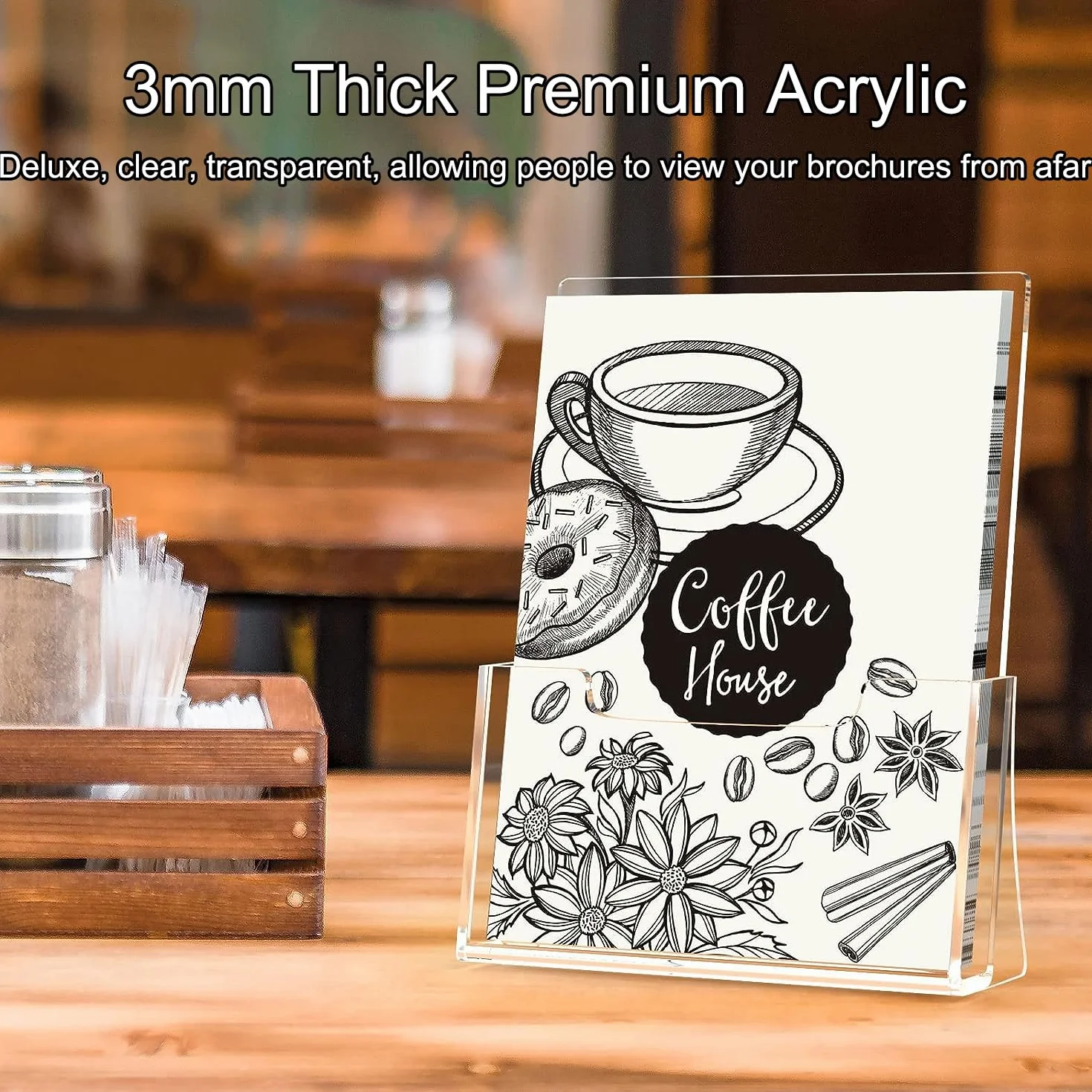 Rarapop Akrylowy uchwyt na broszury, wolnostojący, przezroczysty, akrylowy, na literaturę, plastikowy stojak na ulotki, czasopisma, broszury, menu, dzienniki, 2 sztuki (A4)