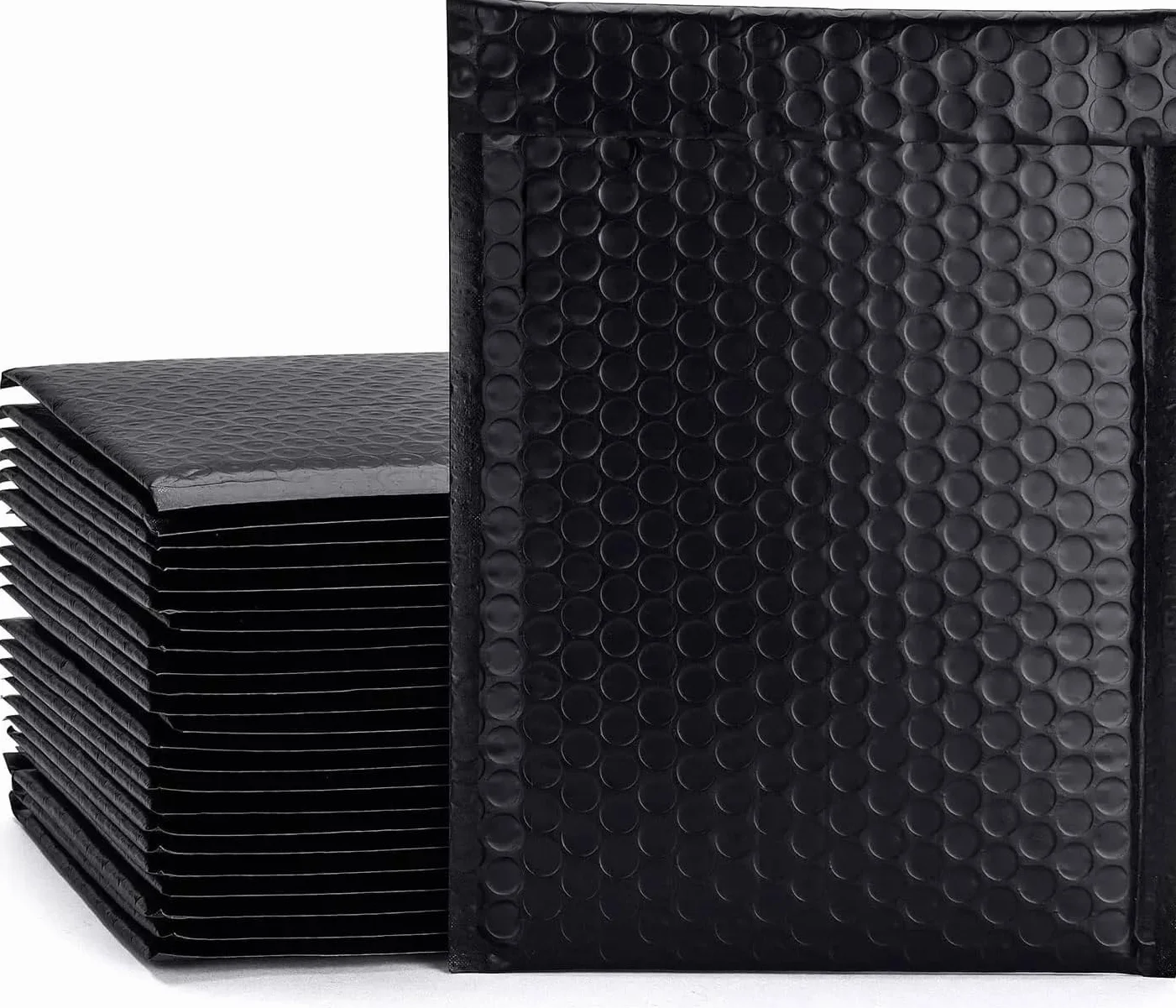 Bubble Mailers 100 sztuk, metaliczna foliowa, bąbelkowa, wodoodporna, samouszczelniająca, złoto-srebrna, czarna lub różowa, wyściełane koperty do pakowania pocztowego (czarne, 140 x 175 mm)